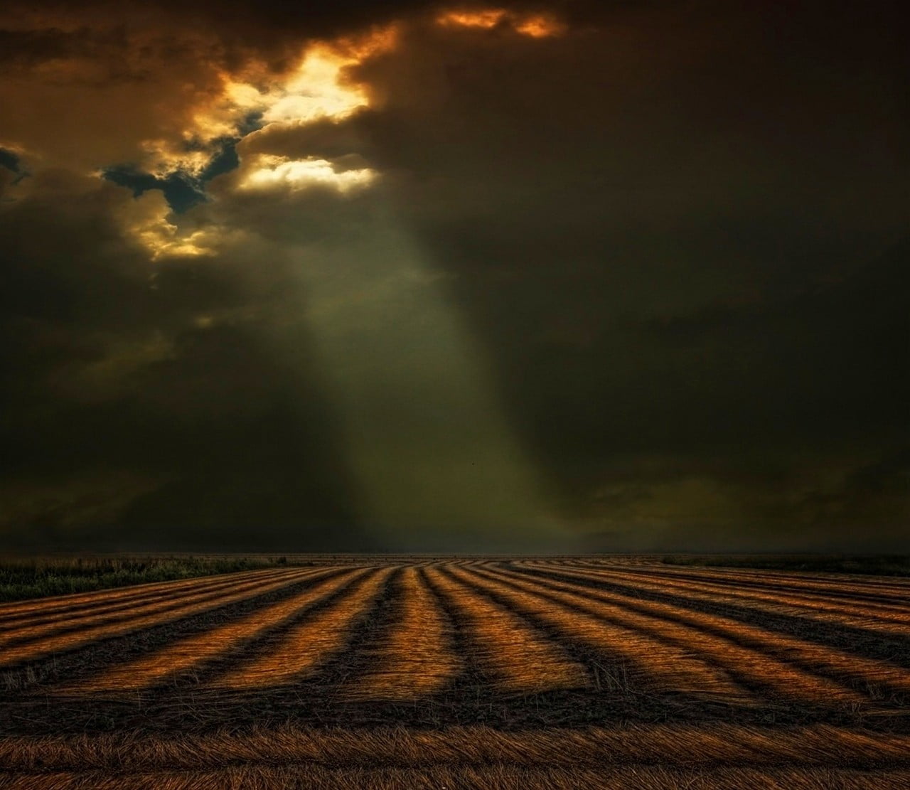 the way forward, 720P, beauty in nature, scenics - nature, brown, abstract, sunlight, diminishing perspective, storm, clouds, field, outdoors, sky, rural scene, HD Wallpaper