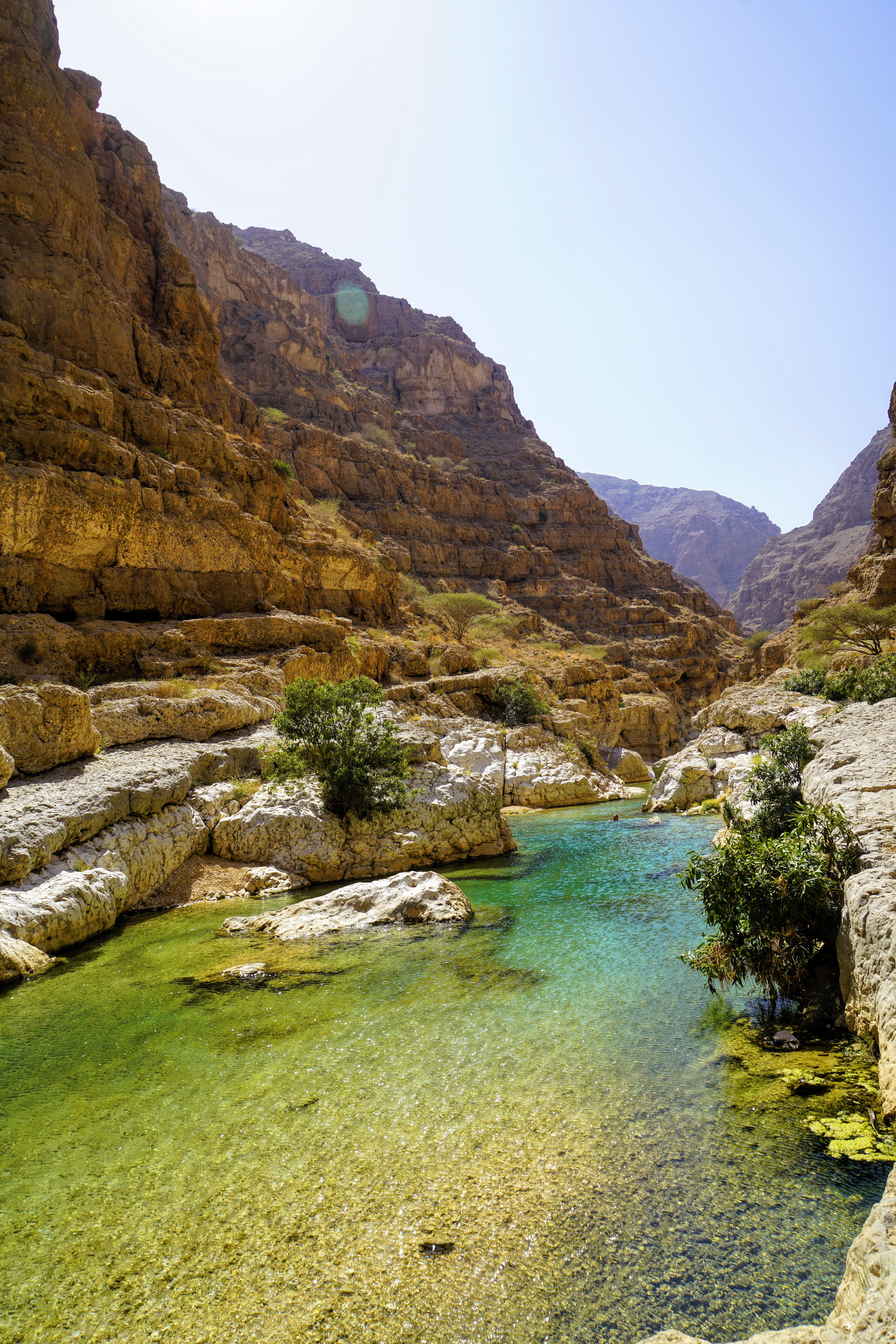 tiwi, non-urban scene, landscape, oman, idyllic, formation, canyon, scenics - nature, beauty in nature, tranquility, water, rock, tranquil scene, plateau, Phone HD Wallpaper