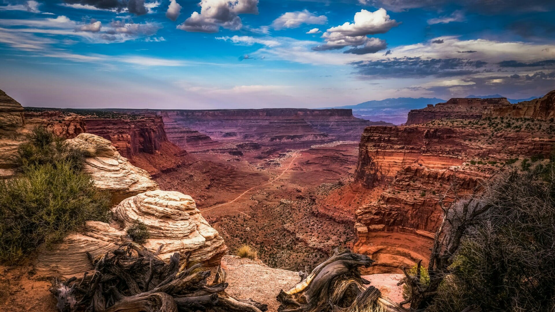 white rim road, nature, scenics - nature, national park, environment, rock, cloud, beauty in nature, formation, geology, cloud - sky, remote, tranquility, HD Wallpaper