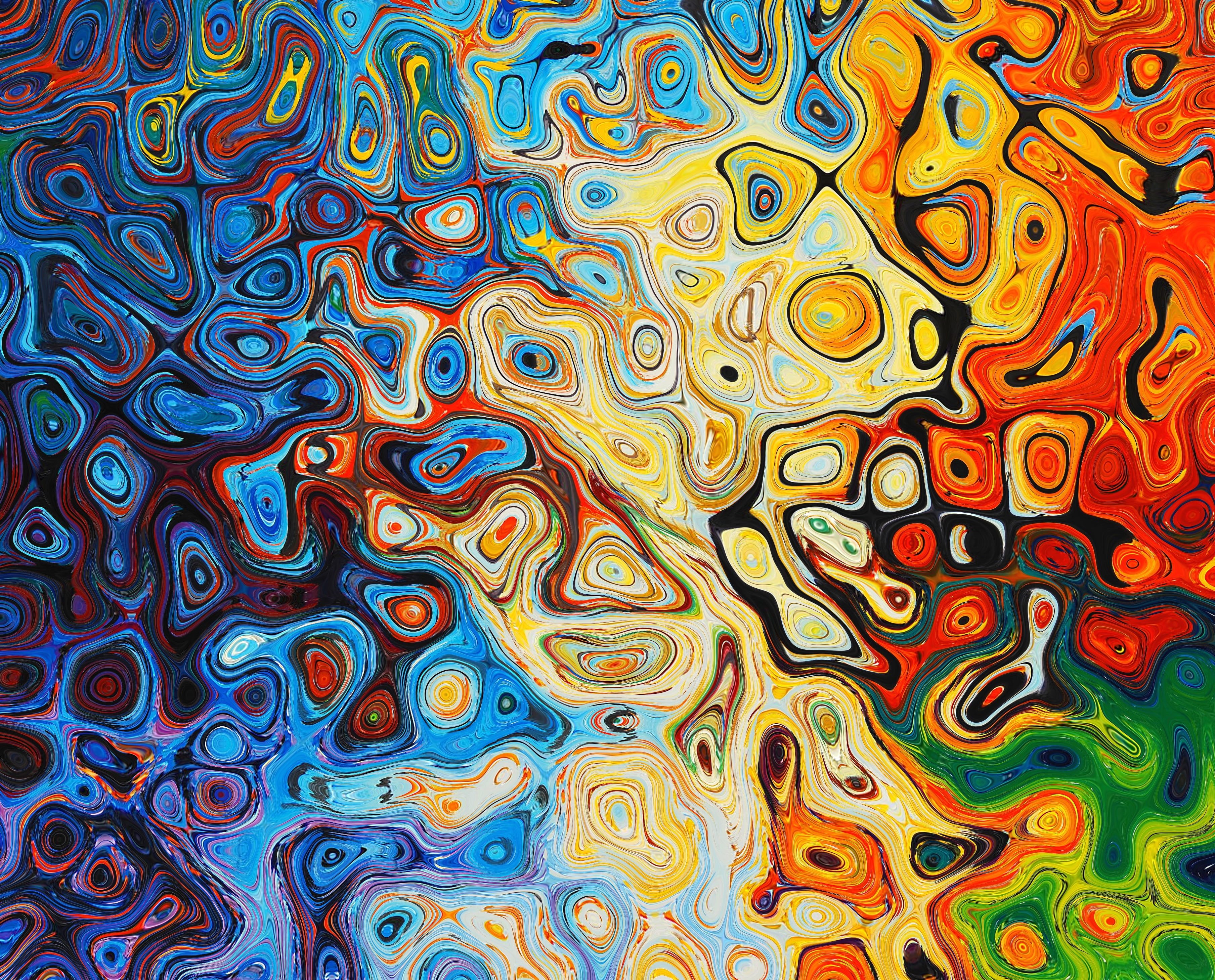 abstract backgrounds, multicolored, decoration, extreme close-up, painted Image, textured, art, yellow, backgrounds, Pattern, no people, pattern, HD Wallpaper