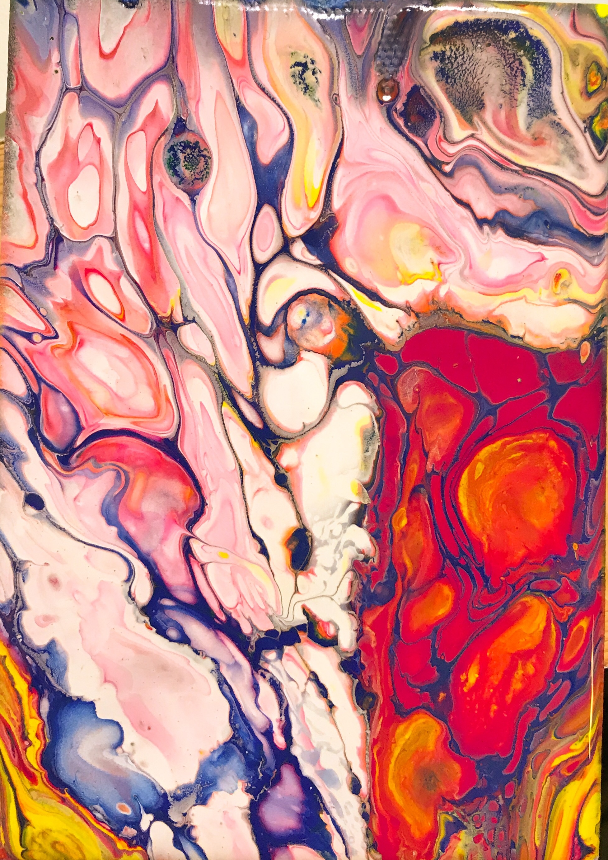 no people, creativity, full frame, red white, blue, acrylic, multi colored, water, paint, art and craft, backgrounds, pattern, 2K, artwork, paintings, Phone HD Wallpaper