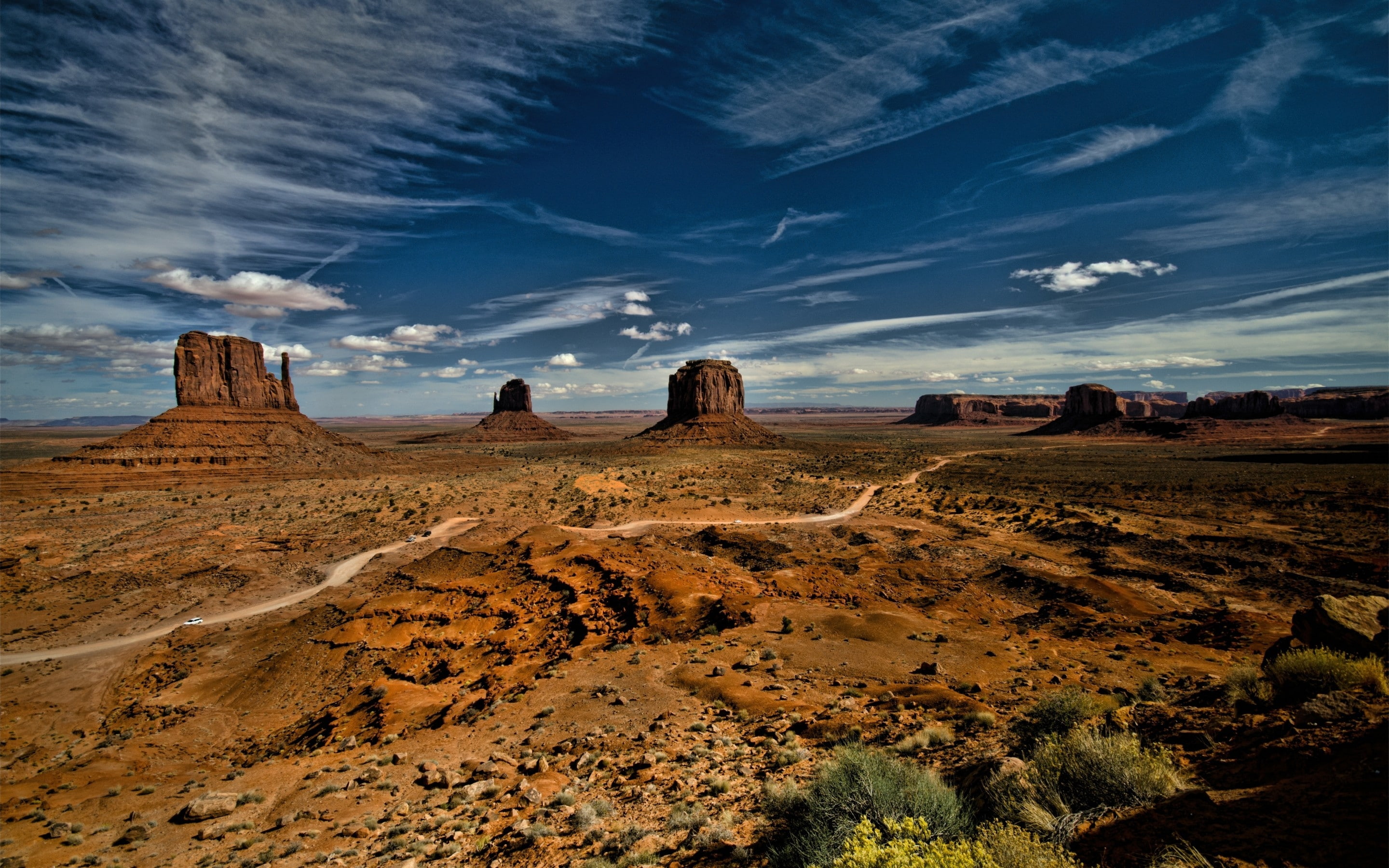 landscape, mountains, monument, monument valley, valley, usa, 2K, HD Wallpaper