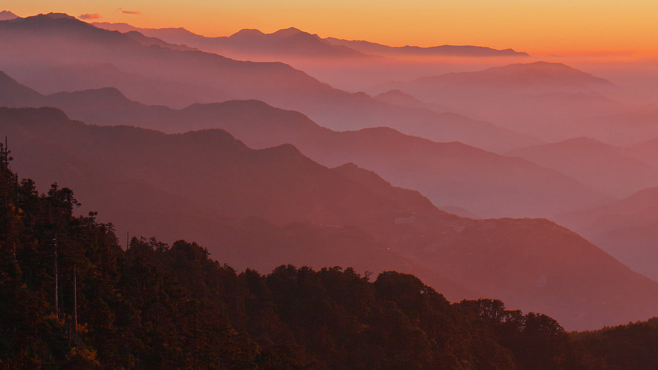 sunset, nature, forest, sunrise - Dawn, mountain Peak, fog, dawn, Taiwan, mountain, Taroko, 台灣, landscape, photo, three, IMG, 合歡山, 720P, morning, hill, HD Wallpaper