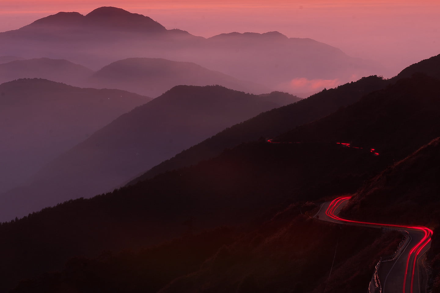 mountains, road, sunset, beside, mountain, IMG, scenics, nature, Taroko, hill, time-lapse photography, 720P, Hehuanshan, outdoors, 合歡山, time, 台灣, landscape, HD Wallpaper