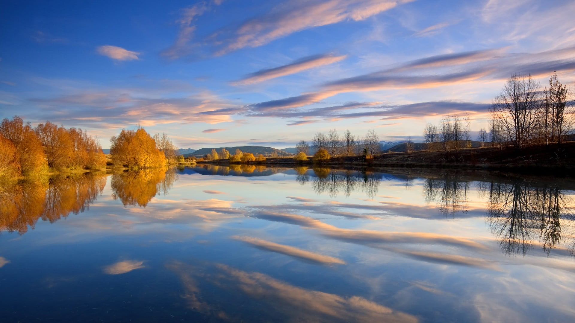 blue, body, 1080P, nature, New Zealand, water, reflection lake, scenics - nature, sky, no people, reflection, standing water, tranquility, lake, tree, HD Wallpaper
