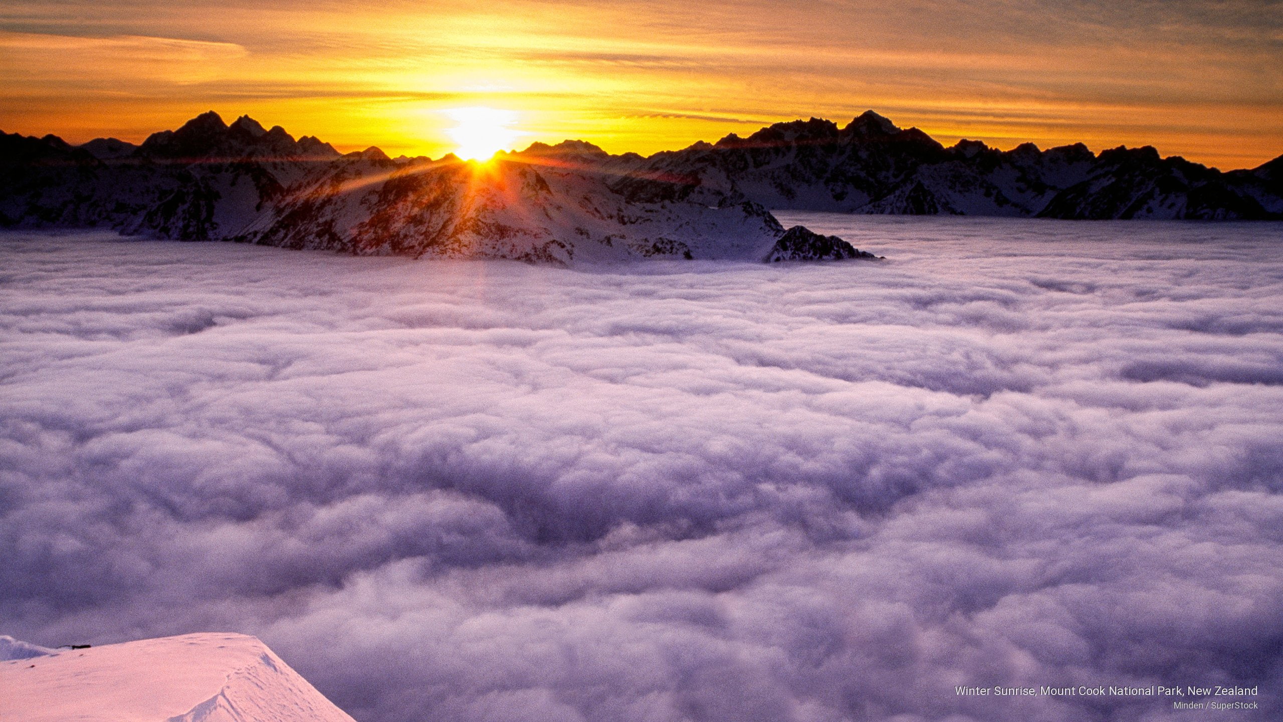 cook, winter, sunrise, park, mount, new, Oceania, 2K, national, zealand, HD Wallpaper