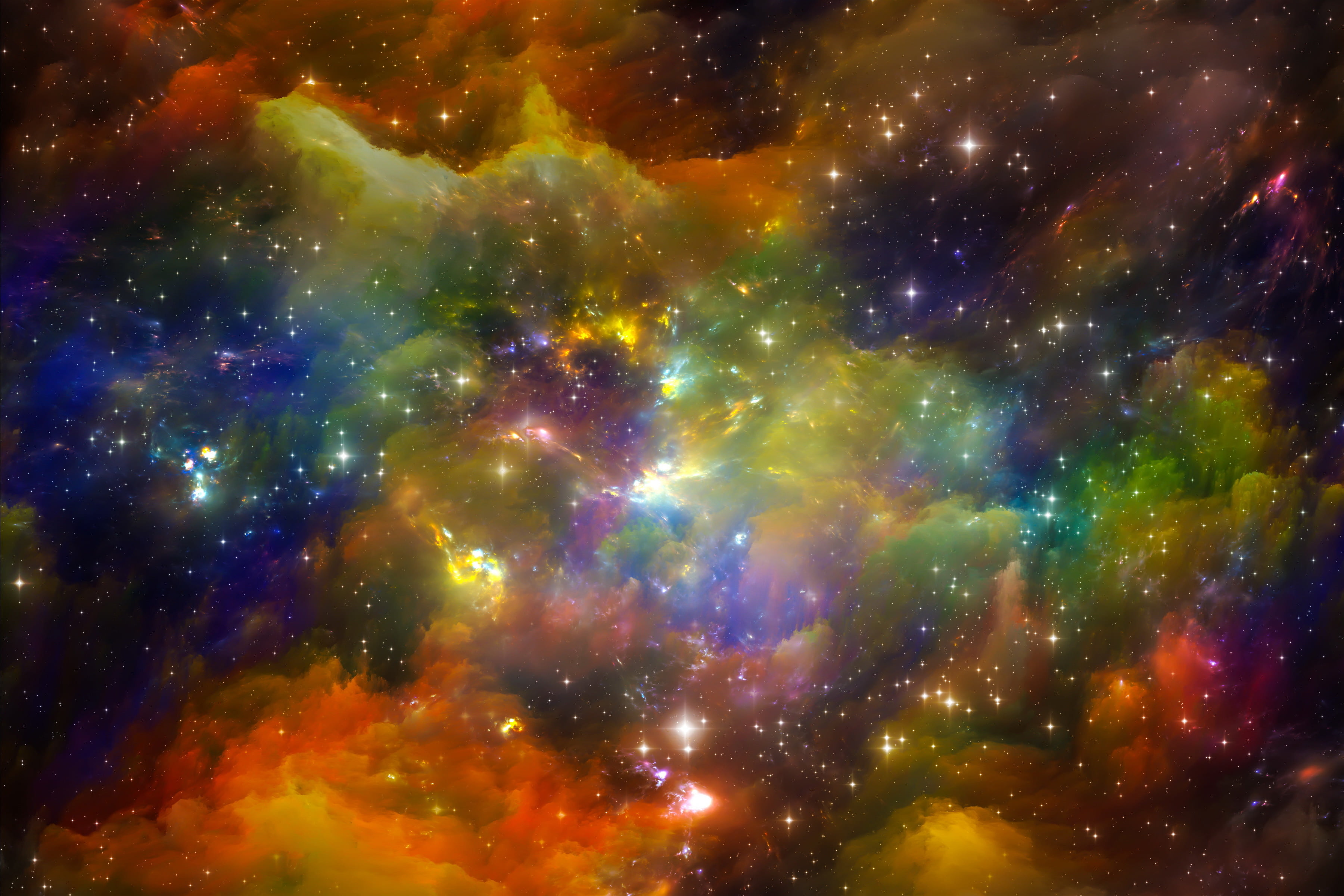 multicolored, night, dust, beauty in nature, no people, multi colored, Universe, mystery, space, poster, background, astronomy, yellow, milky way, nature, HD Wallpaper