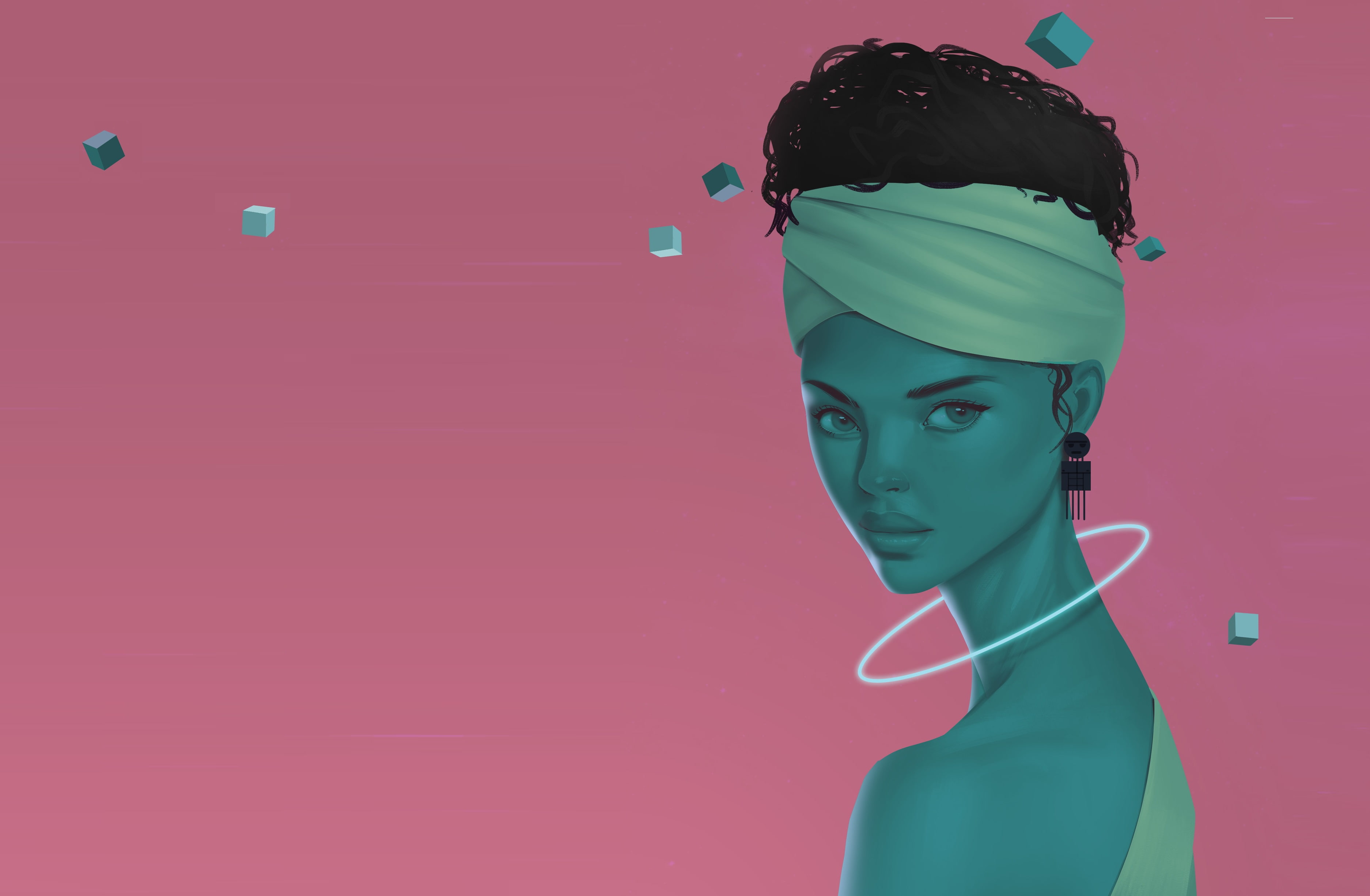 art, 2K, girl, fiction, Come Bambisa, Astral Cube, HD Wallpaper