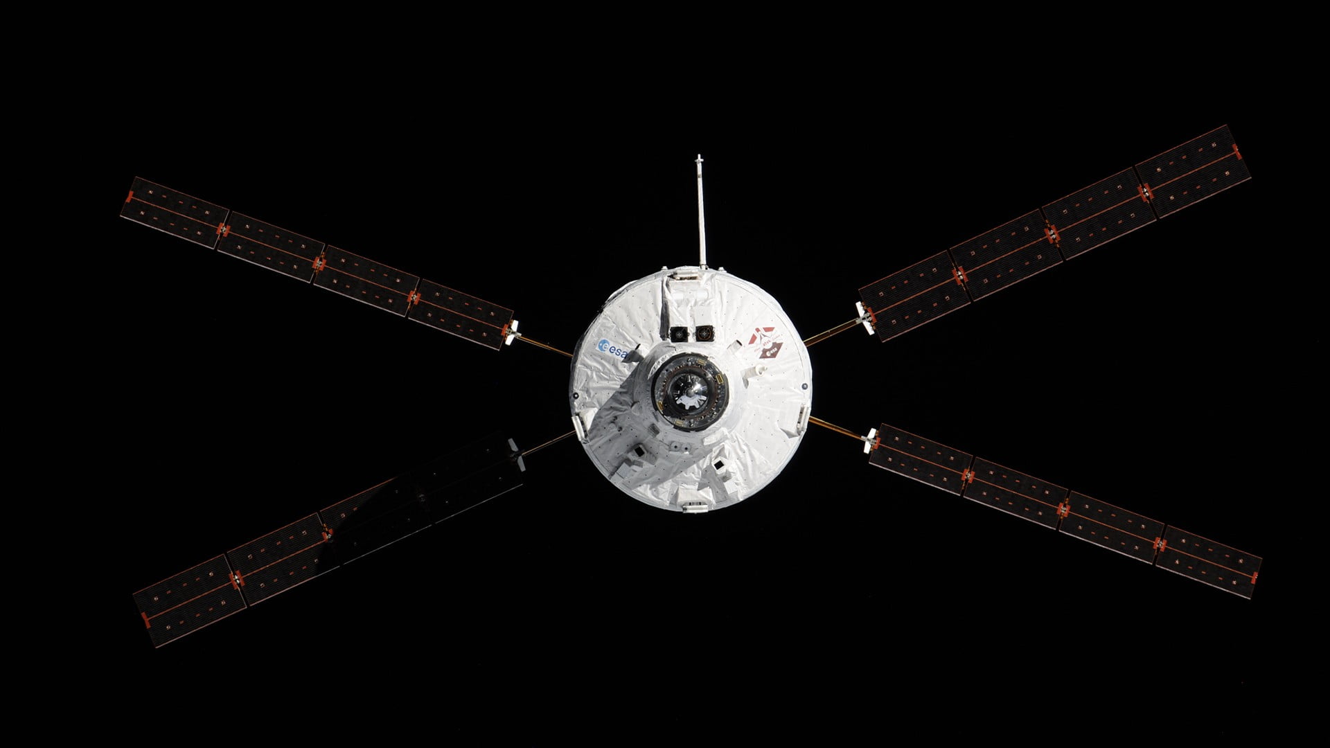 retro styled, directly below, black, 1080P, silver colored, circle, security, space, metal, International Space Station, technology, close-up, satellite, HD Wallpaper