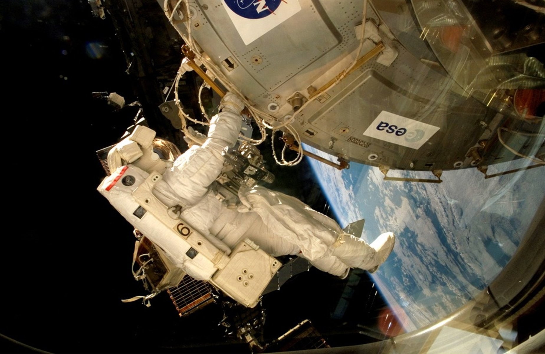 esa, 1848x1200, astronaut, 720P, space, columbus, installing, europe, laboratory, HD Wallpaper