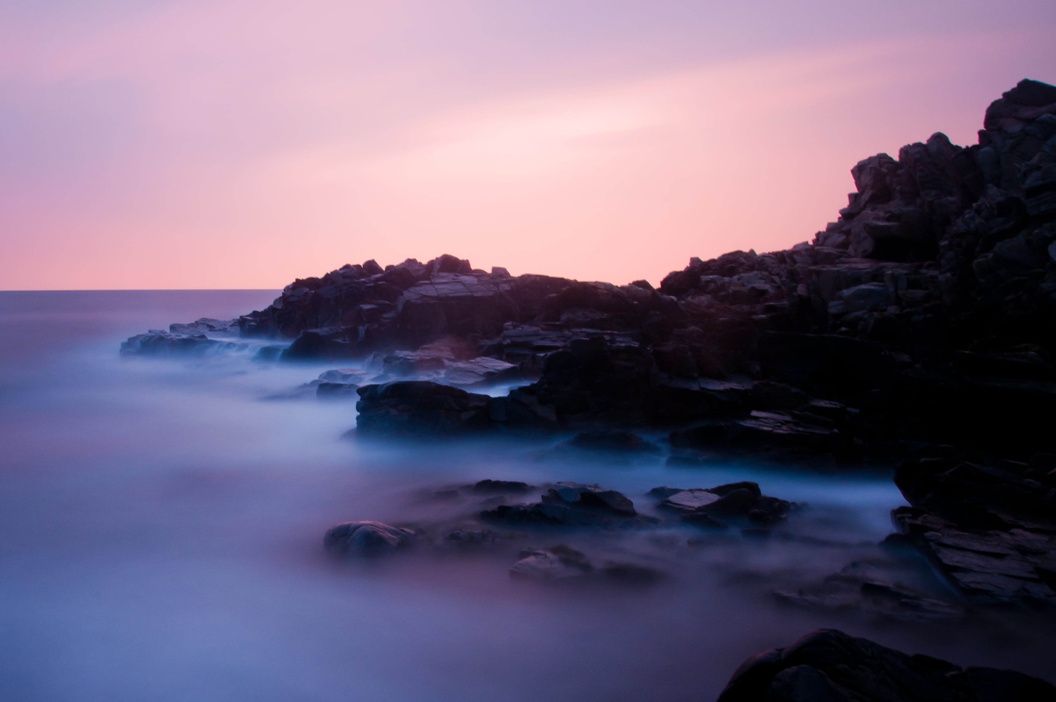 outdoors, scania, scenics, kullaberg, rock, coastline, sunrise - Dawn, nature, fog, rocks, long exposure, covered, mölle, seascape, black, ocean, rock - Object, HD Wallpaper