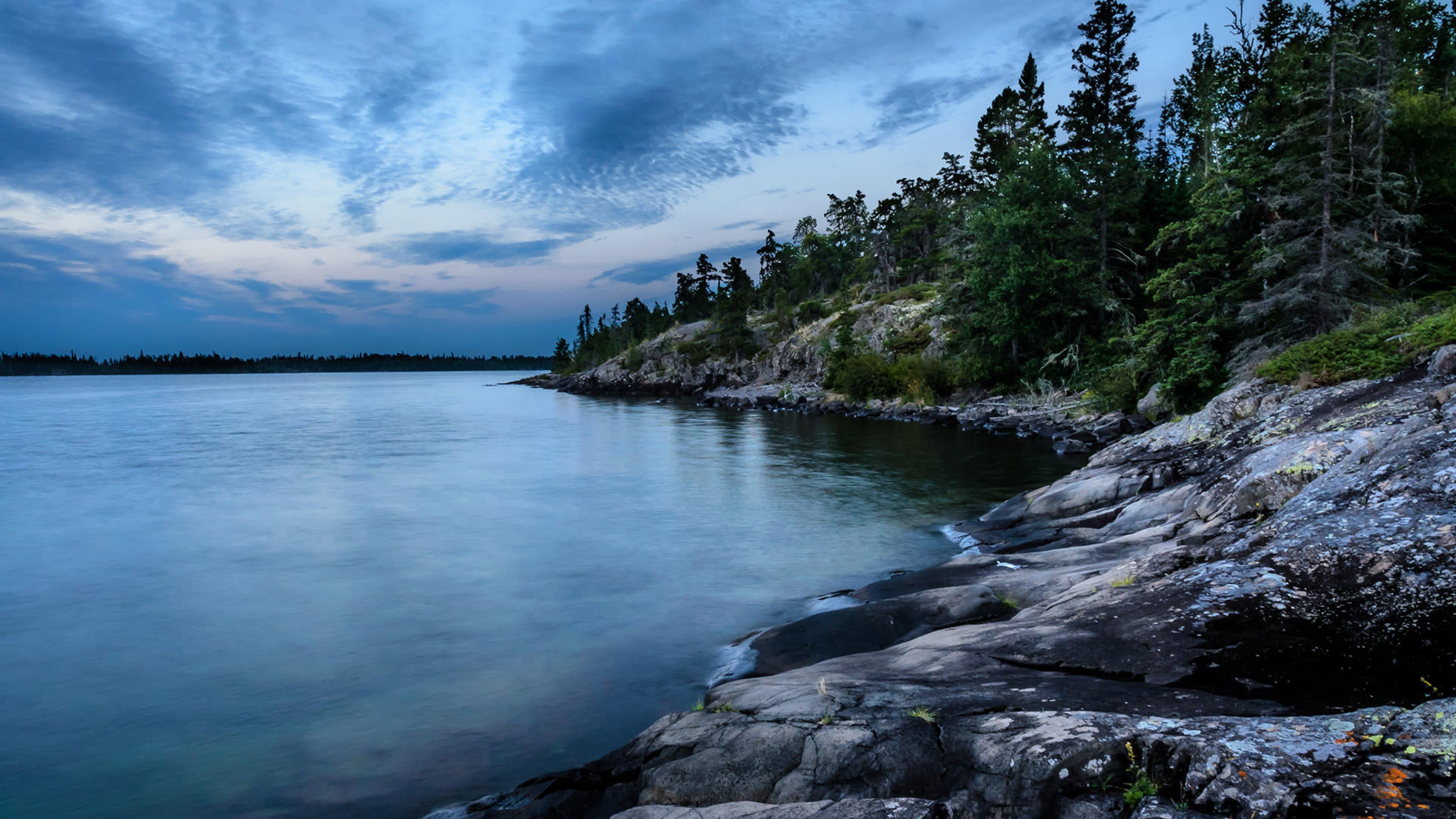 isle royale, lake, mountain, long exposure, coast, flowing water, tranquil scene, rock - object, plant, 4K, scenics - nature, united states, usa, flowing, HD Wallpaper