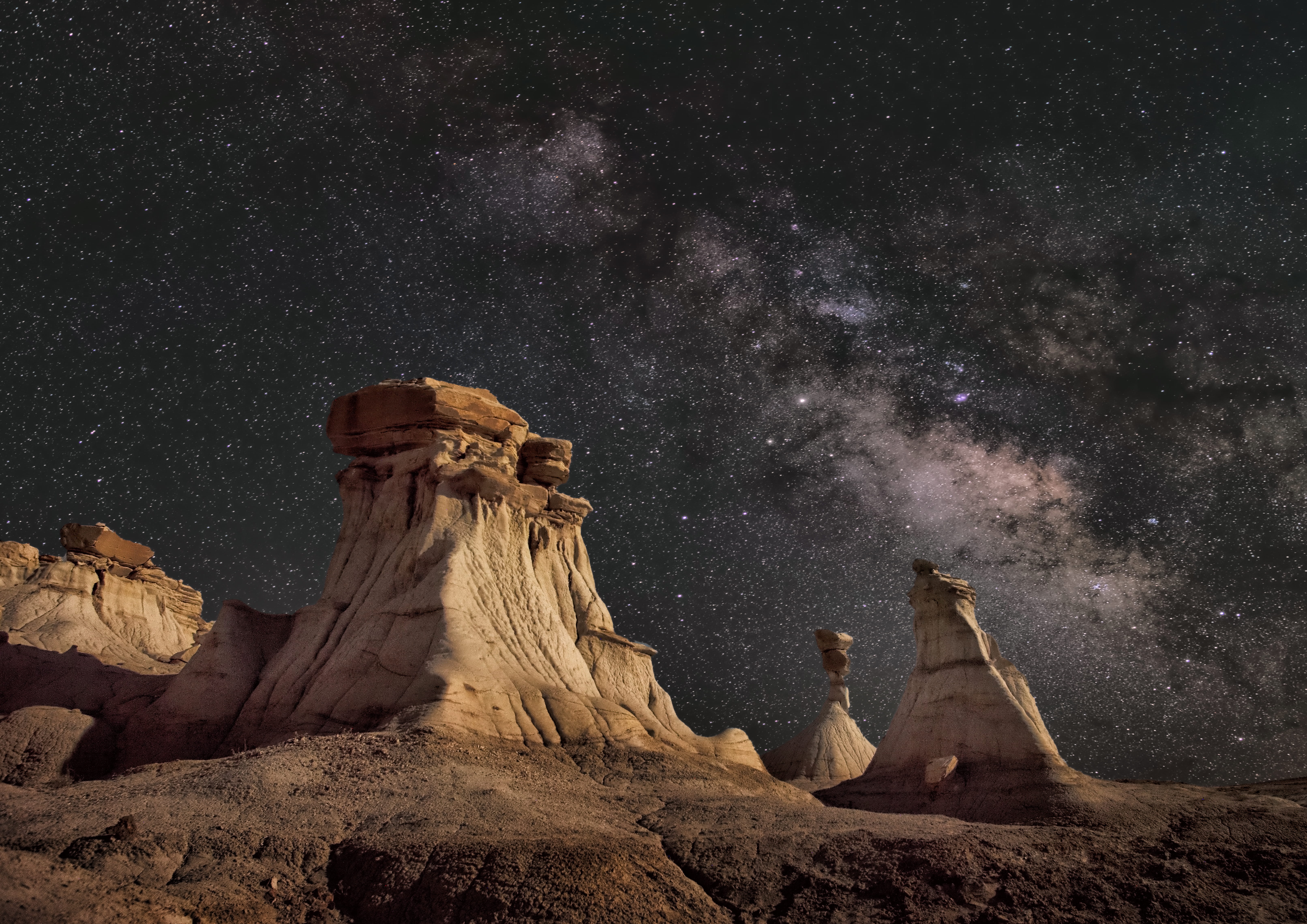 valley of dream, evening, rock, outdoors, formation, rock formation, milky way, sky, astronomy, valley, beneath, long exposure, 5K, non-urban scene, infinity, HD Wallpaper