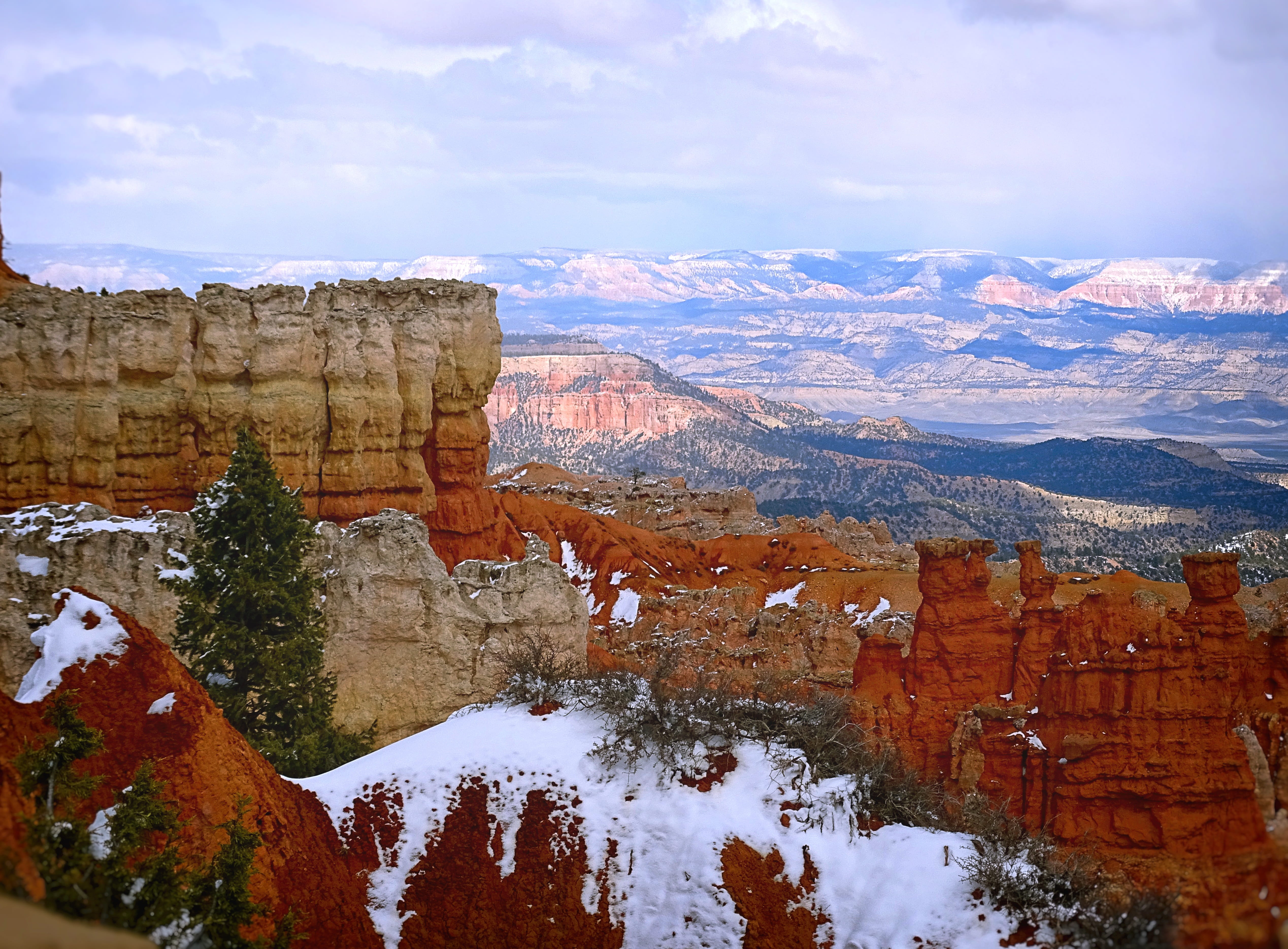 snowcapped mountain, formation, no people, winter, snow, cold temperature, tranquil scene, hoodoo, erosion, tranquility, beauty in nature, utah, outdoors, HD Wallpaper