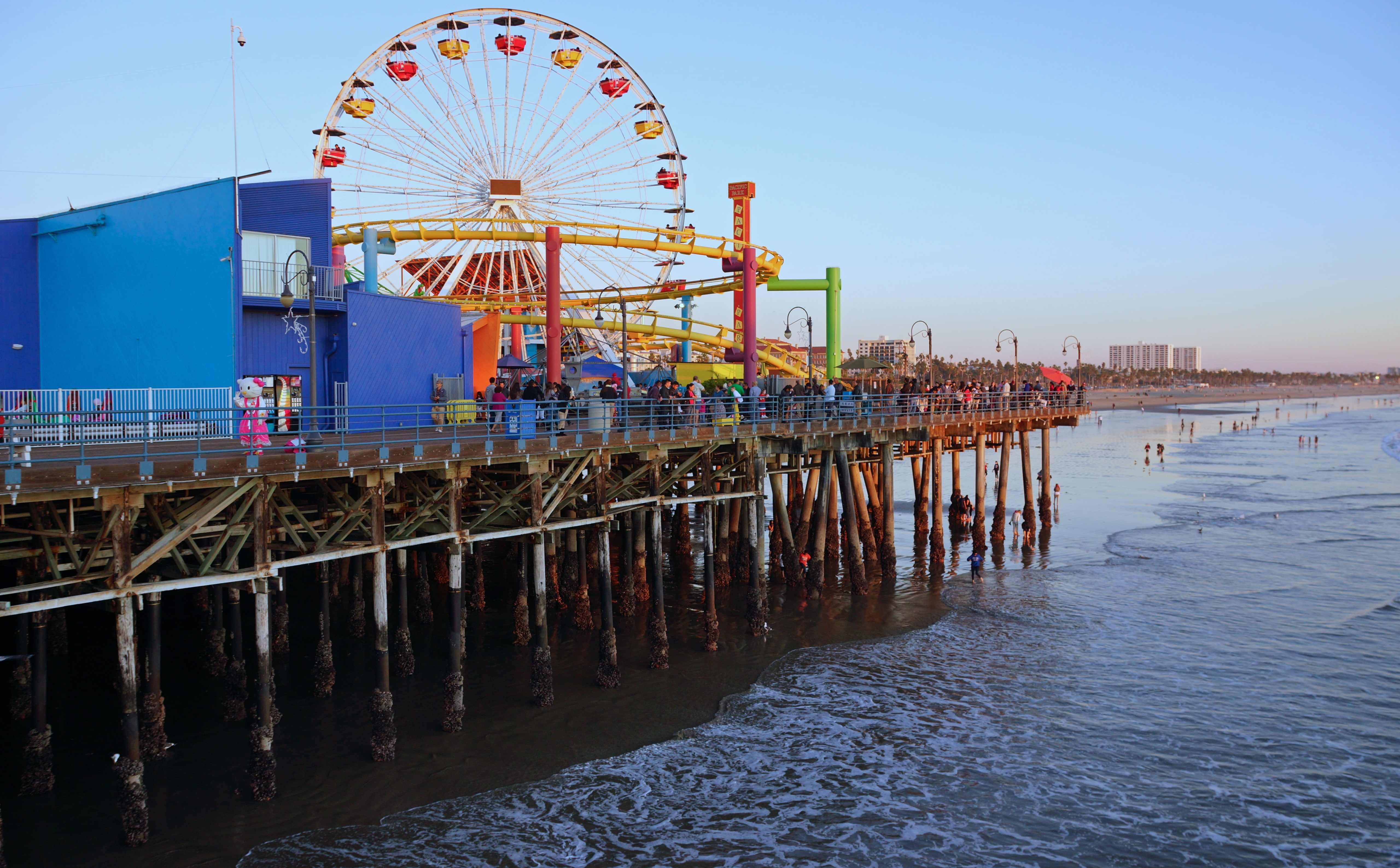 seashore, beach, nature, Winter, day, architecture, arts culture and entertainment, ferris, santa, foto, built structure, stockphoto, commons, Sony, California, HD Wallpaper