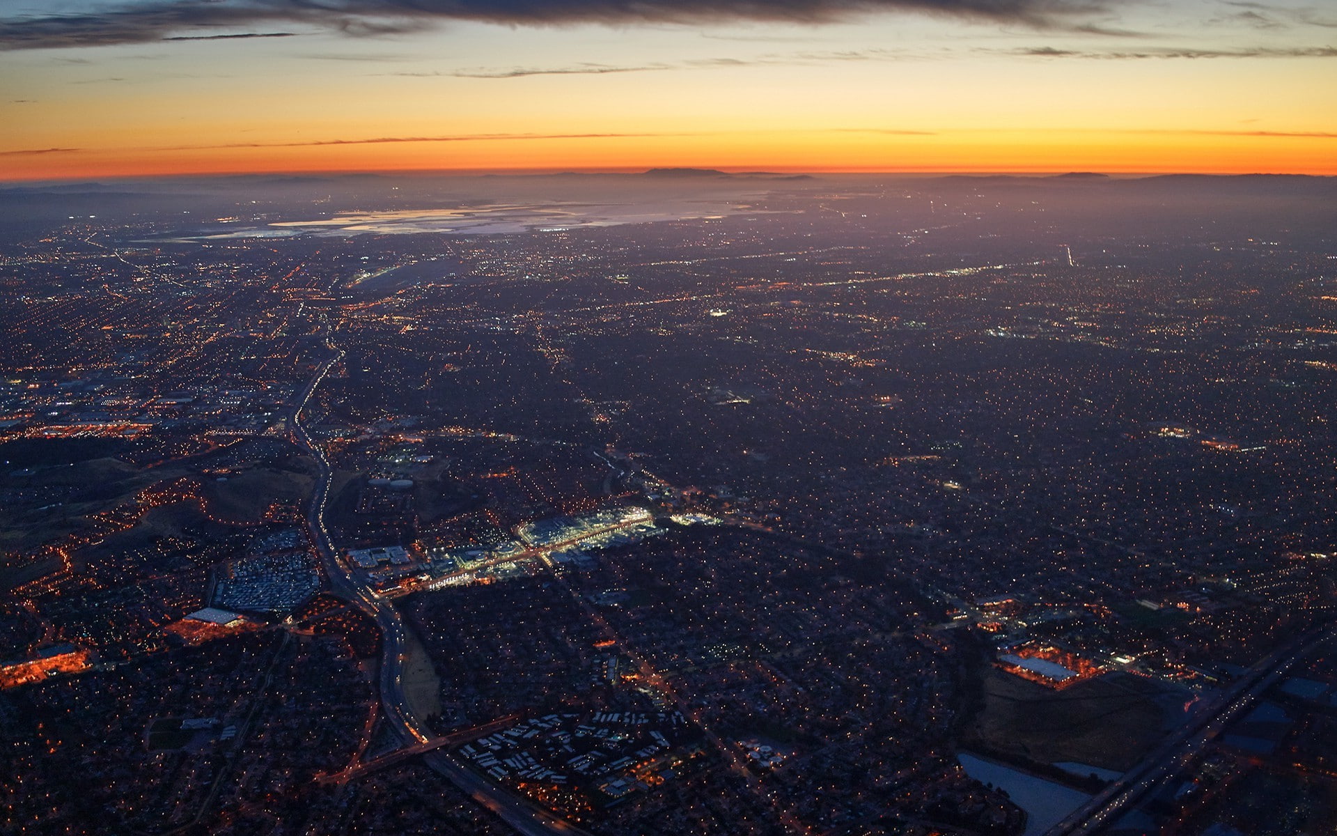 1080P, silicon valley san francisco aerial view technology sunset san jose california usa, HD Wallpaper