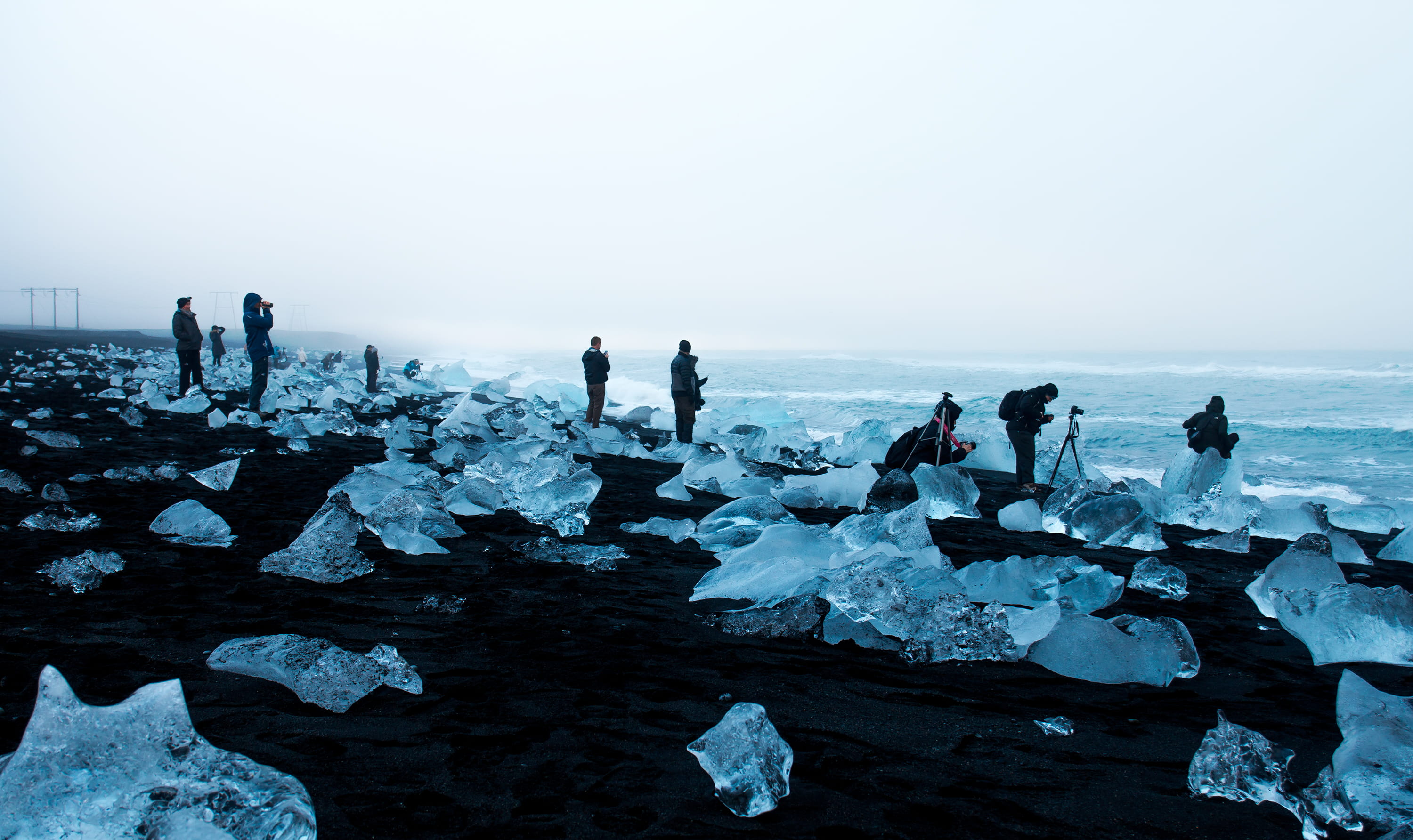 sky, men, Jokulsarlon, horizon over water, scenics - nature, Wanderlust, outdoors, Beach, solid, leisure activity, Explore, beauty in nature, Ice, 2K, HD Wallpaper