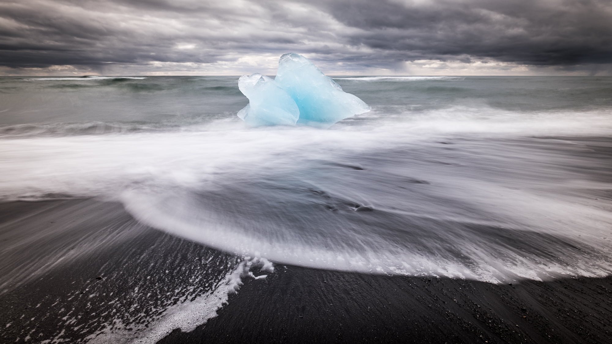 blue, water, glacier, sand, seascape, clouds, cold - Temperature, Iceland, body, body of water, Eastern Region, diamond, black  water, jokulsarlon, nature, HD Wallpaper
