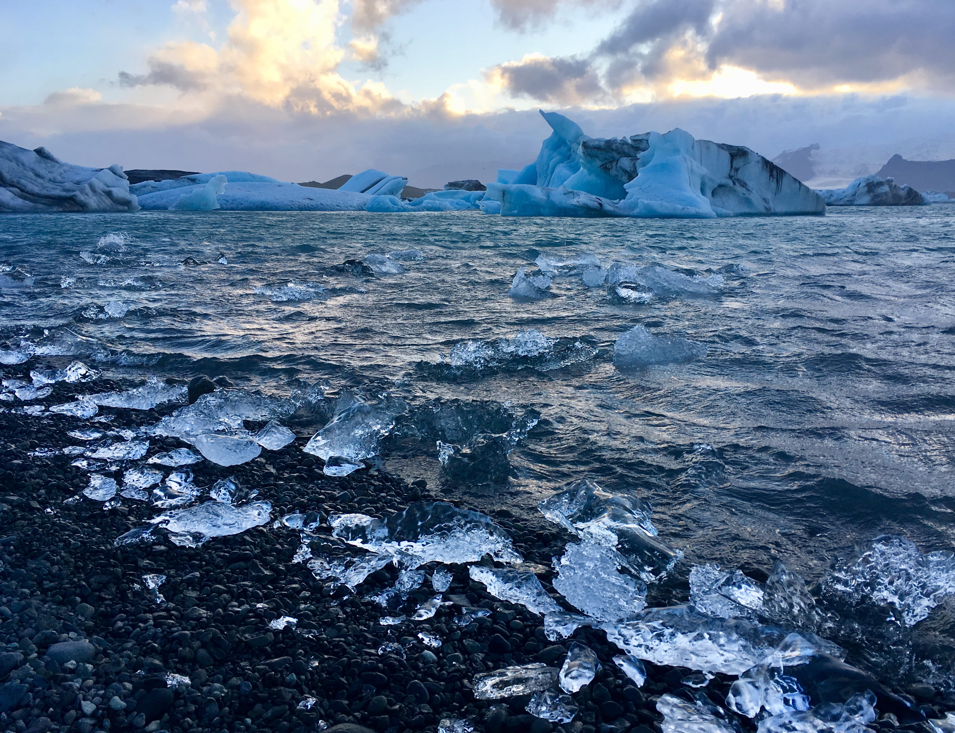 cloud - sky, frozen, environment, cold temperature, jukulsarlon, ice, jokulsarlon glacier lagoon, no people, winter, sky, water, snow, tranquility, 2K, HD Wallpaper