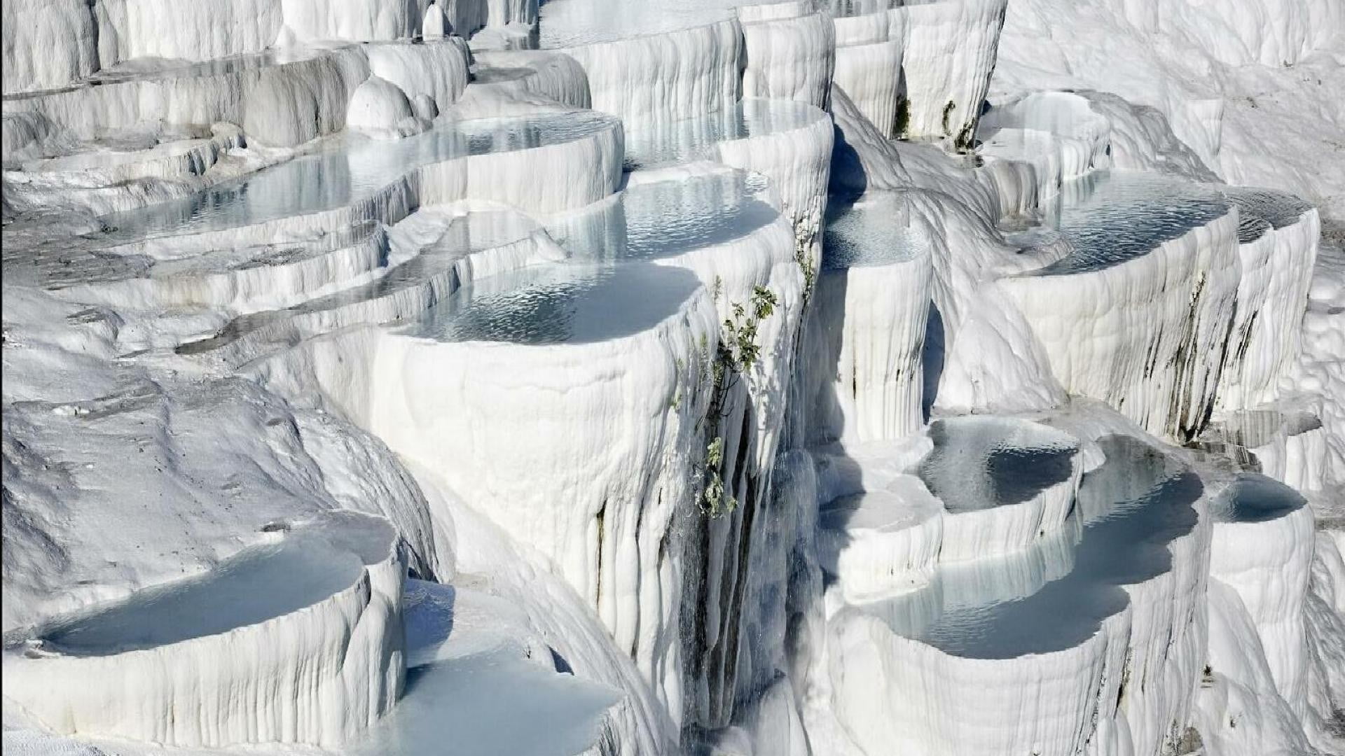 remote, landscape, non-urban scene, cold temperature, glaciers, beauty in nature, white color, tranquility, Pamukkale, 1080P, snow, backgrounds, ice, frozen, HD Wallpaper