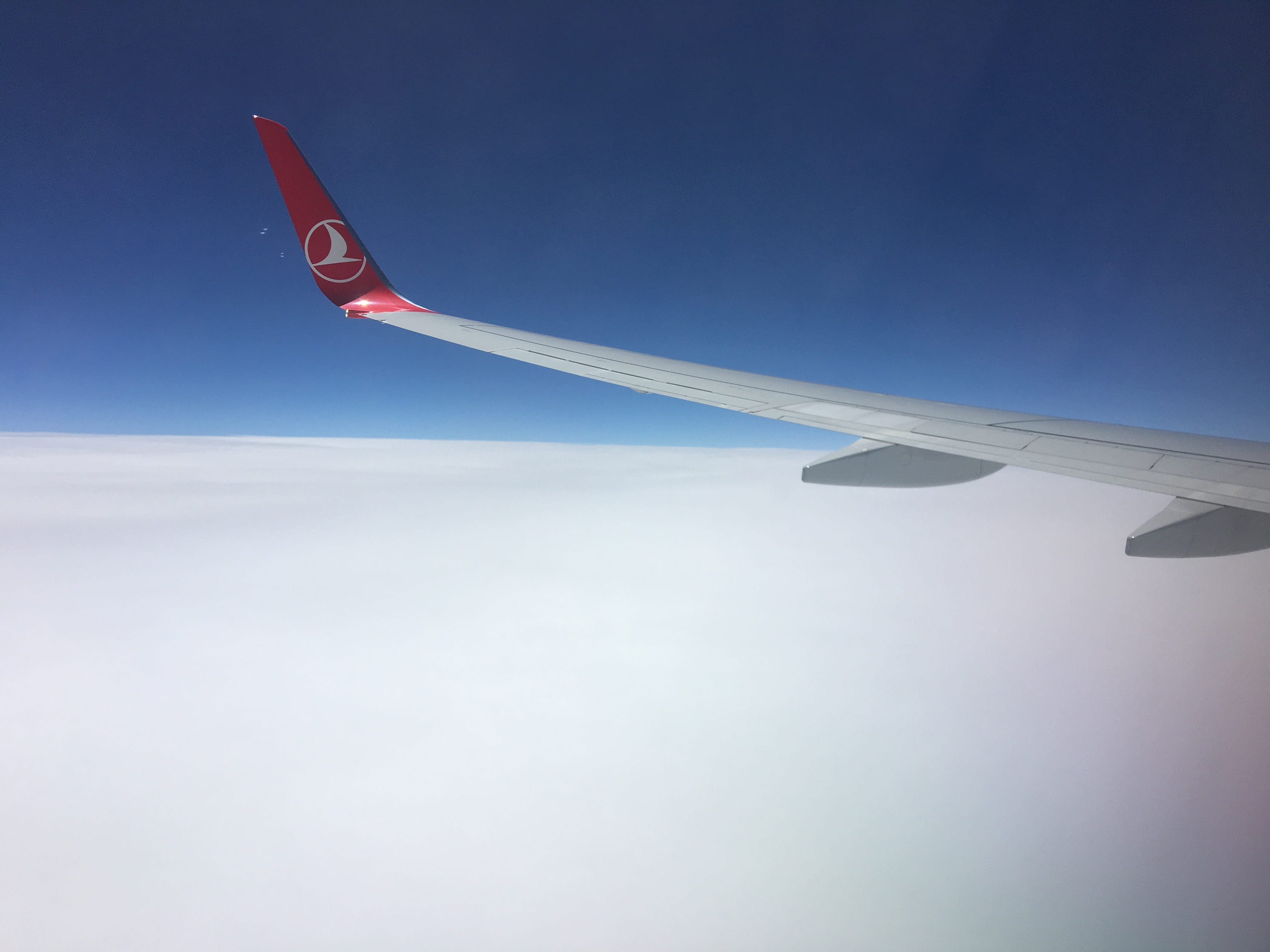 on the move, air vehicle, transport, day, red, no people, commercial airplane, aircraft wing, 4K, aerial view, mode of transportation, horizon, flying, HD Wallpaper