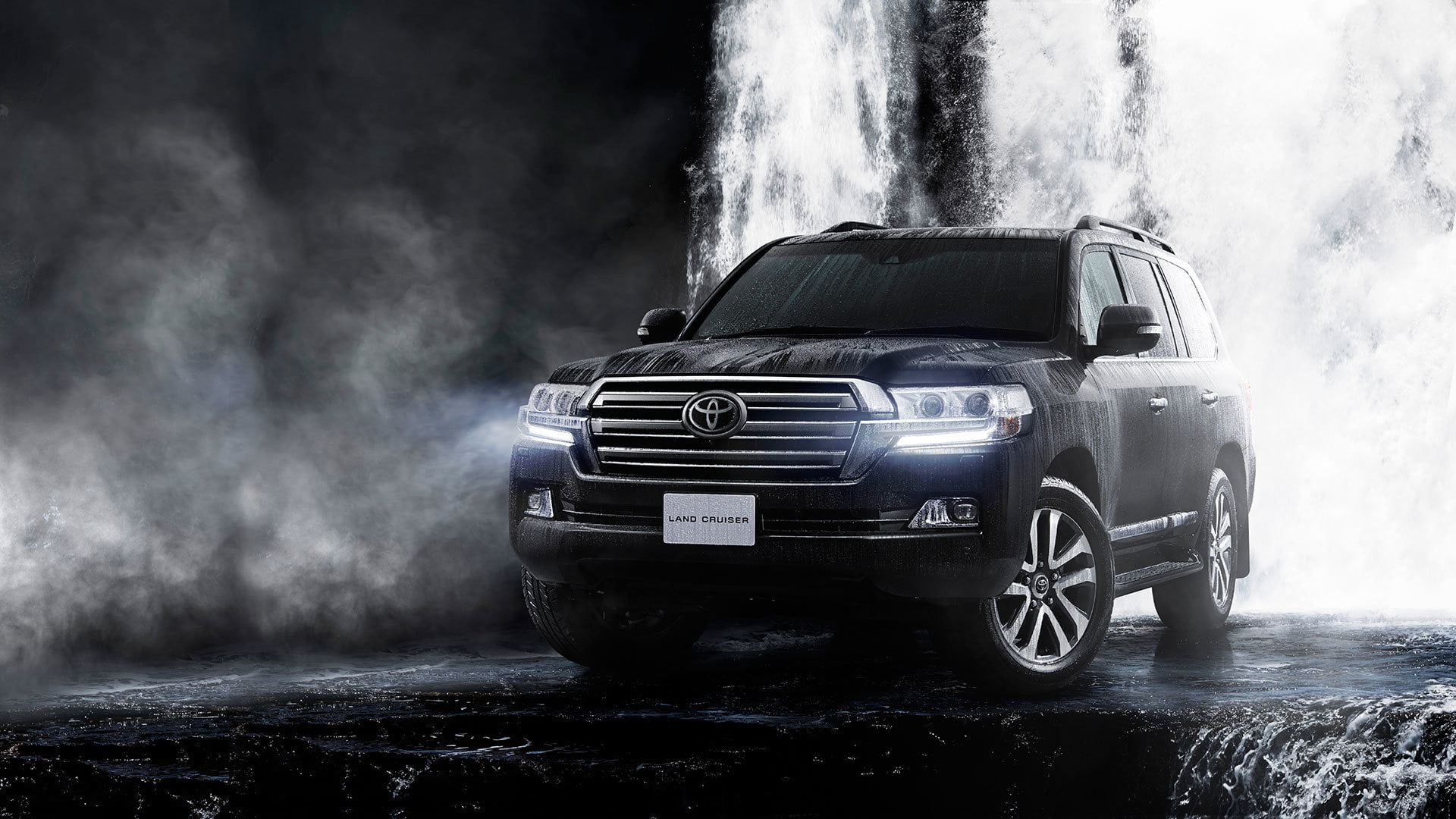 water, speed, motor Vehicle, drive, headlight, white, sports Race, black, front view, car, transportation, JP-spec, splashing, dirt Road, Land Cruiser 200, HD Wallpaper