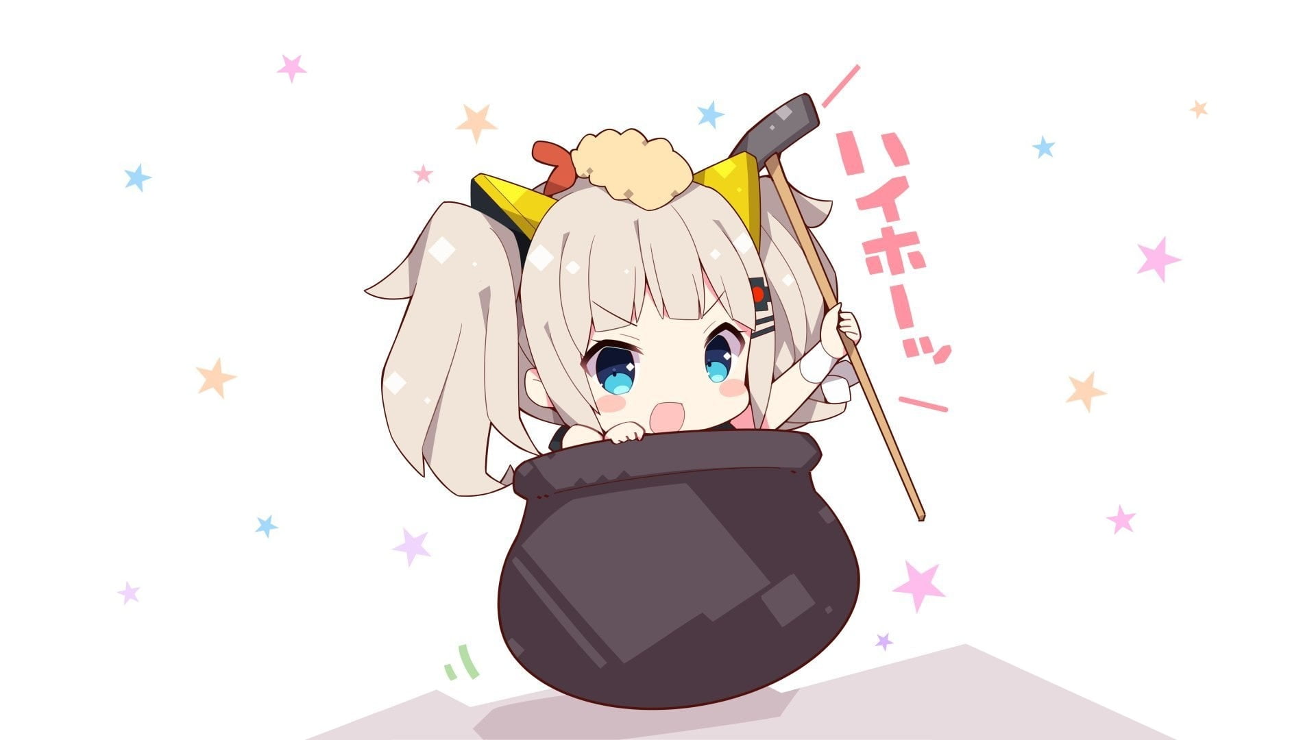 still life, art and craft, 1080P, stars, communication, no people, celebration, chibi, manga, Getting over it, decoration, white hair, electric lamp, lighting equipment, HD Wallpaper