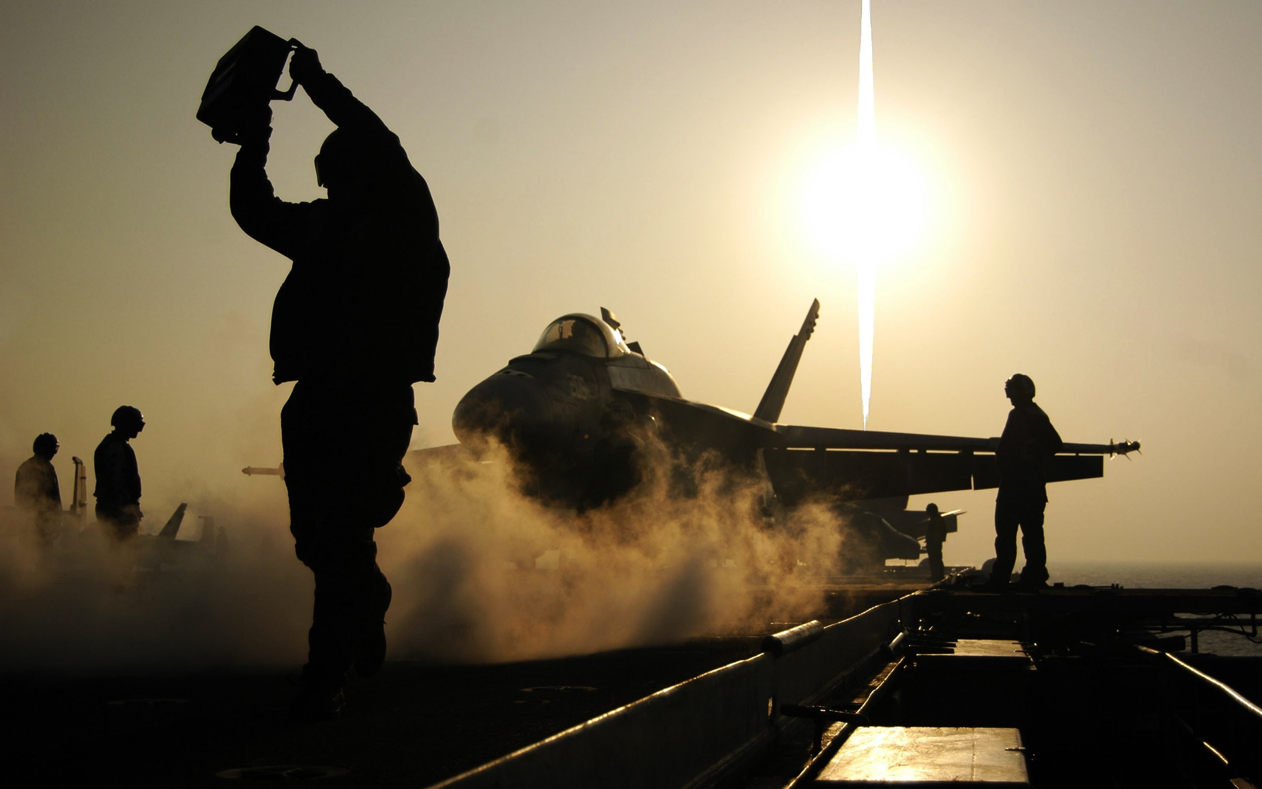 sunset, airplane, United States Navy, 2K, aircraft, jet fighter, military aircraft, McDonnell Douglas FA-18 Hornet, aircraft carrier, photography, HD Wallpaper