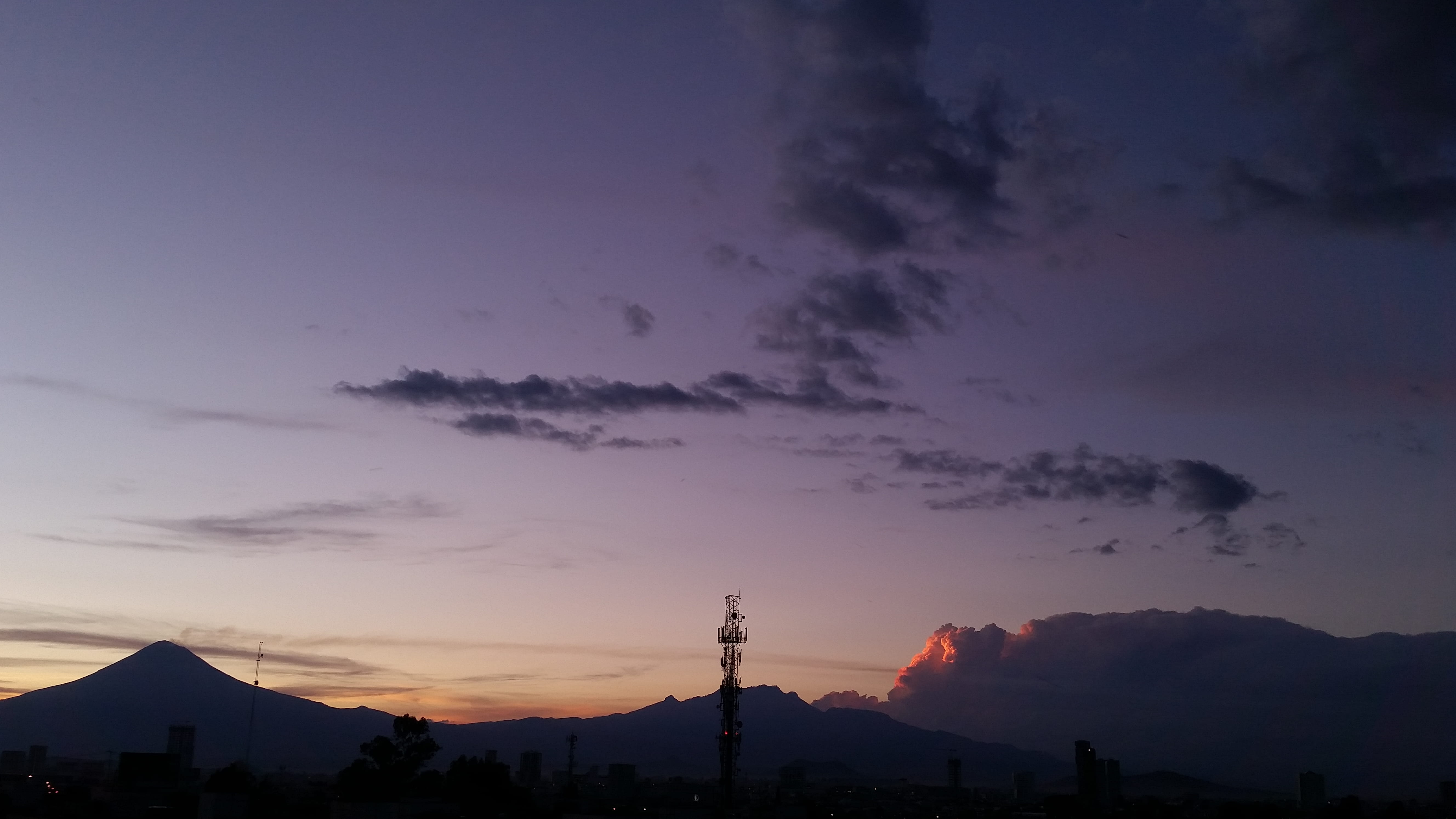 beauty in nature, nimbus, cloud - sky, orange color, popocatepetl, built structure, cloud, nature, tranquil scene, dramatic sky, idyllic, outdoors, no people, HD Wallpaper