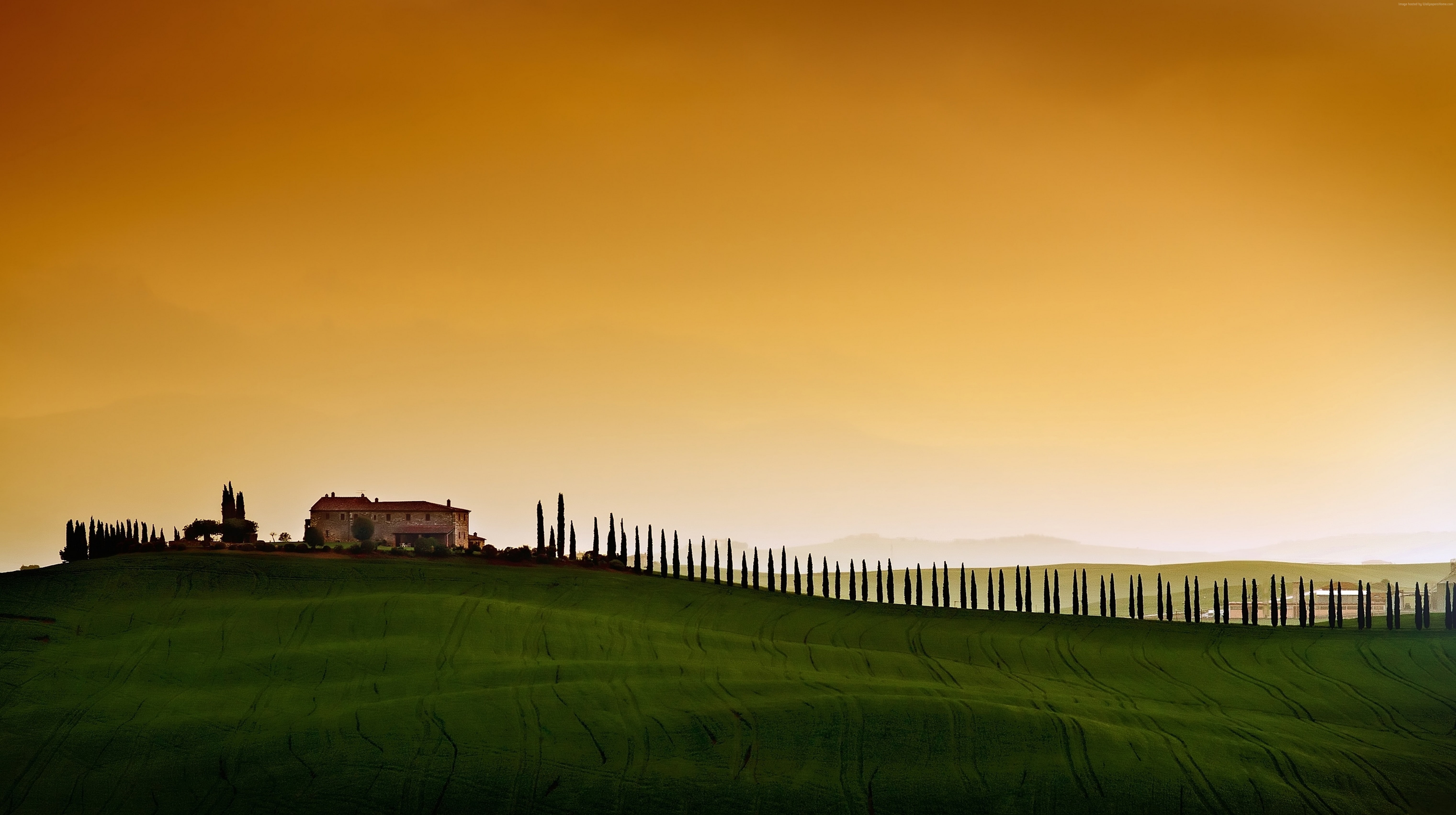 5K, field, Europe, Italy, 5K, sky, Tuscany, HD Wallpaper