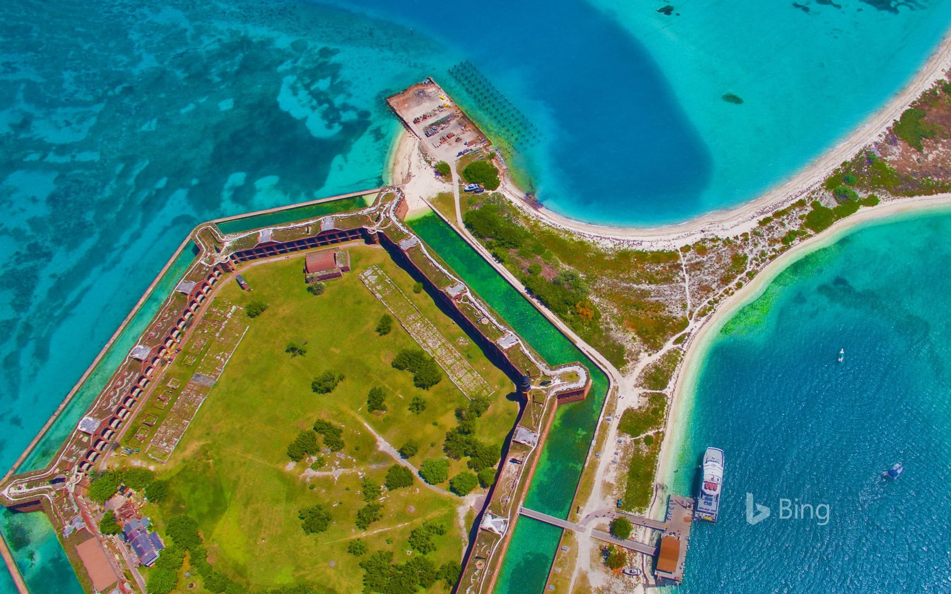 beach, land, florida, scenics - nature, architecture, bing, dry, national, swimming pool, no people, park, turquoise colored, sea, pool, aerial view, blue, HD Wallpaper