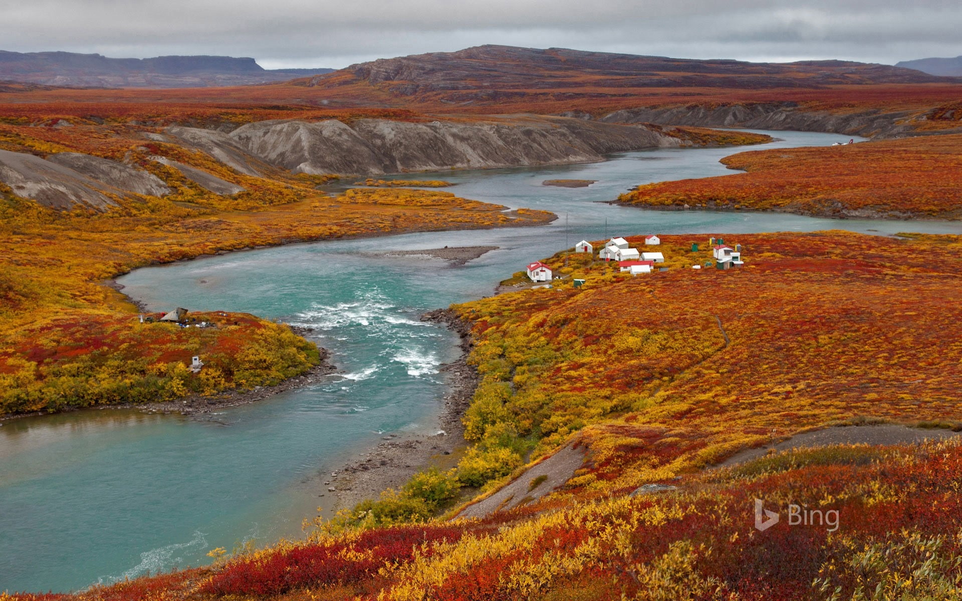 wal, 1080P, environment, fishing, nunavut, nature, tranquil scene, rock, autumn, tranquility, idyllic, sky, land, canada, landscape, mountain, scenics - nature, HD Wallpaper