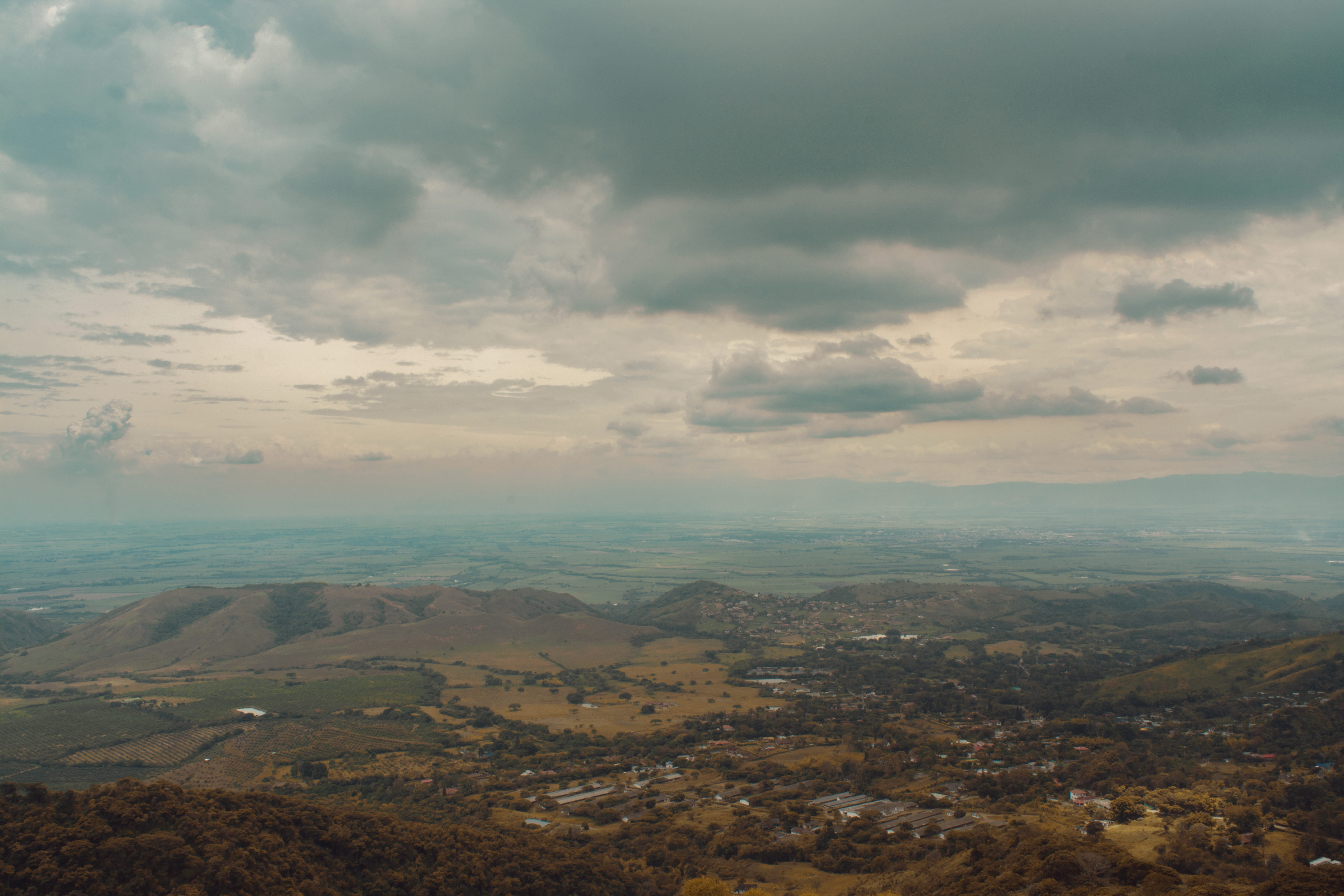nature, paisaje, aerial view, cloud, cityscape, colombia, palmira valle del cauca, mountains, overcast, outdoors, architecture, palmira colombia, mountain, HD Wallpaper