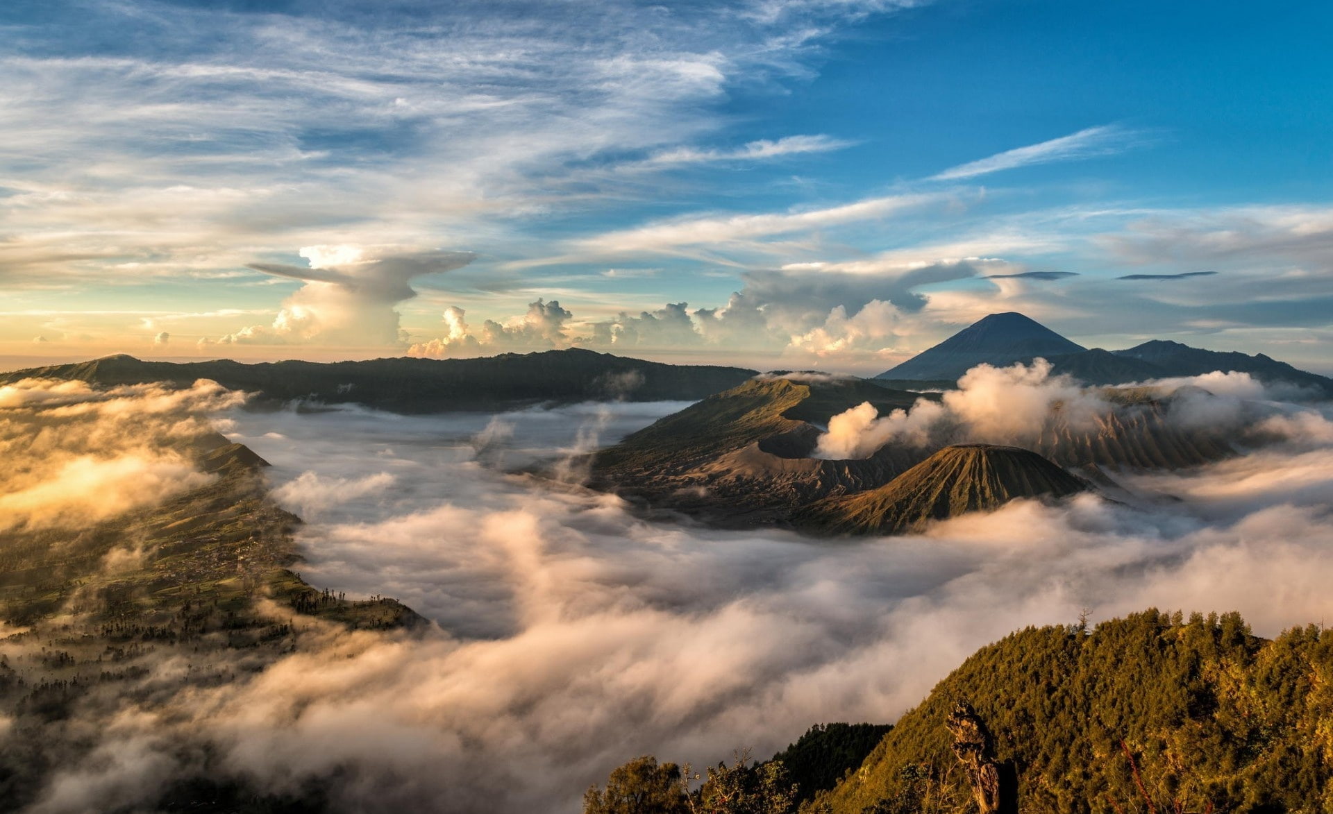tree, outdoors, Asia, semeru, cloud - sky, tranquil scene, environment, nature, tranquility, brown, geology, landscape, land, volcano, beauty in nature, HD Wallpaper
