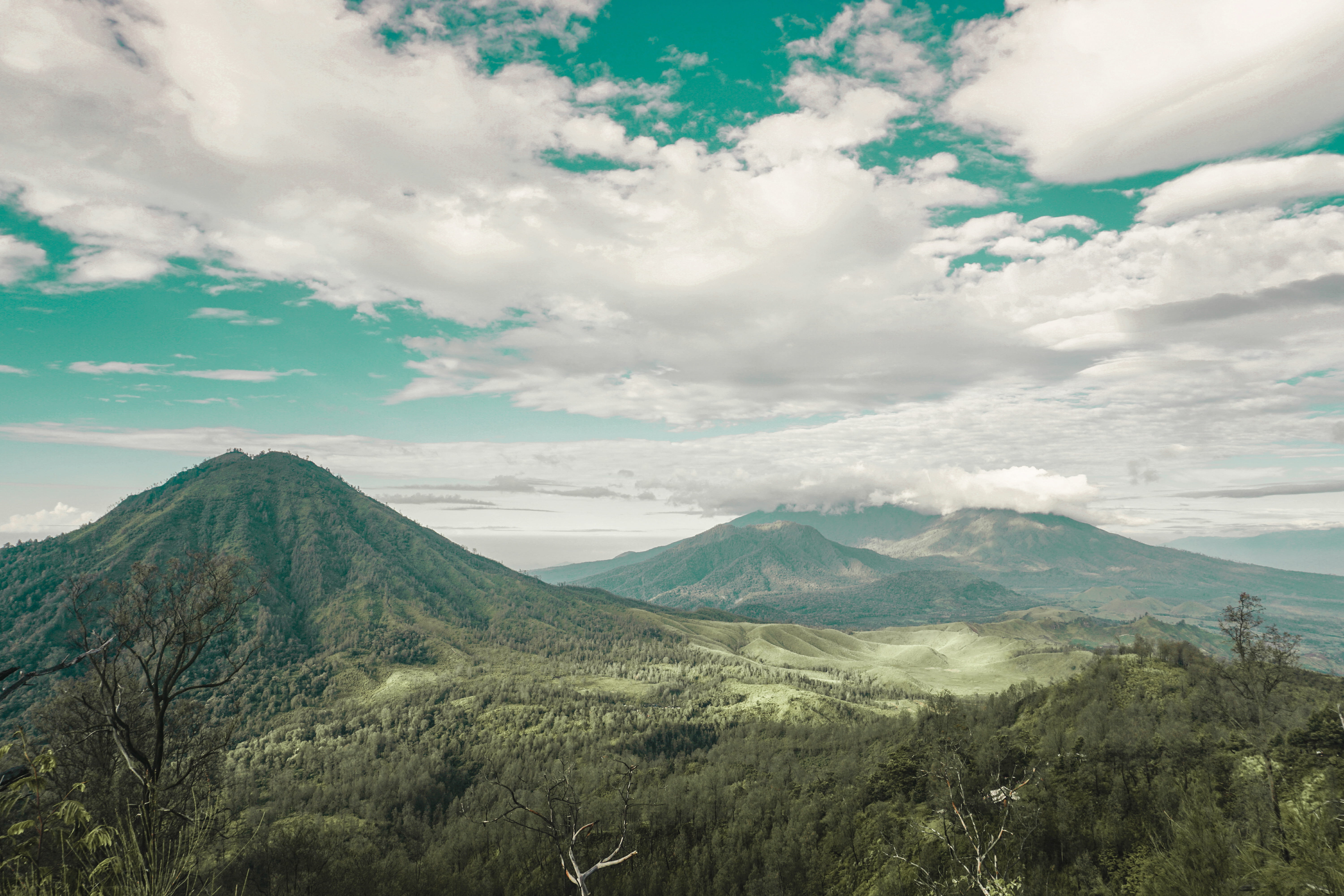 ijen, land, mountain peak, beautiful indonesia, day, plant, landscape, sky, green color, remote, 5K, green, no people, mountain, idyllic, outdoors, physical geography, HD Wallpaper