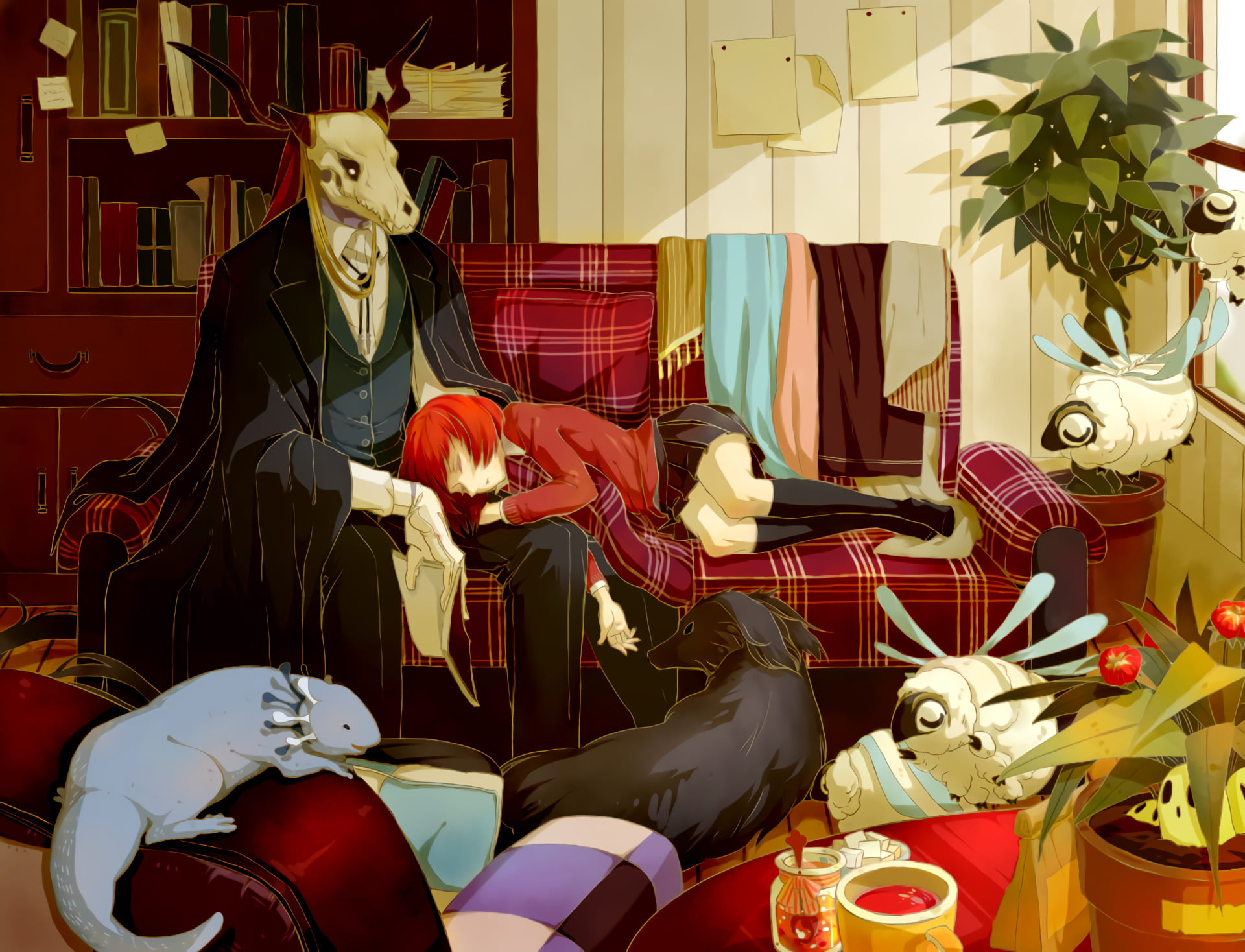 1080P, multi colored, retail display, human representation, Creature, creativity, day, helmet, The Ancient Magus Bride, art and craft, Short Hair, retail, HD Wallpaper