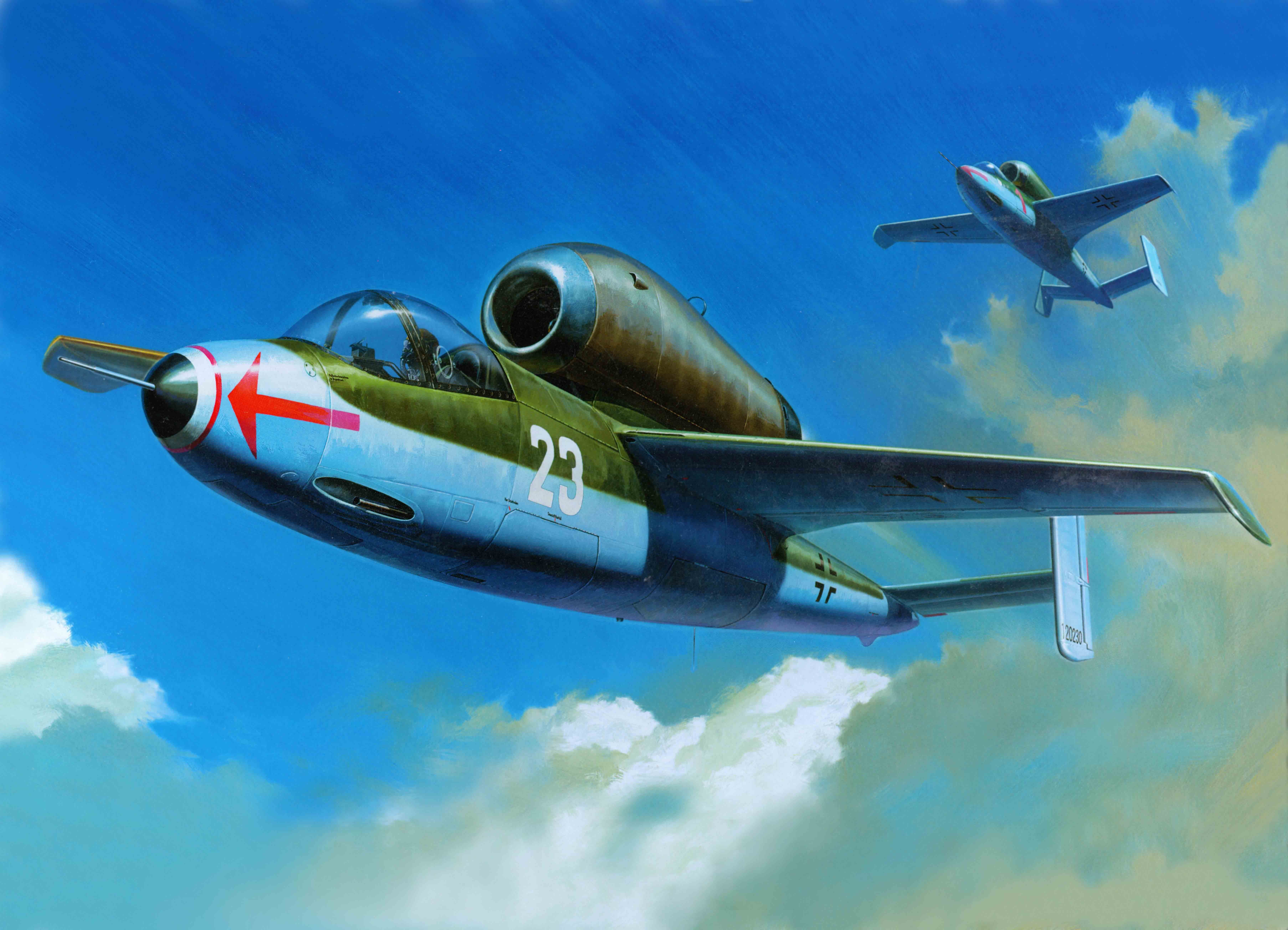 turbojet, interceptor, He-162, art, Heinkel, 5K, Salamander, WW2., the plane, HD Wallpaper