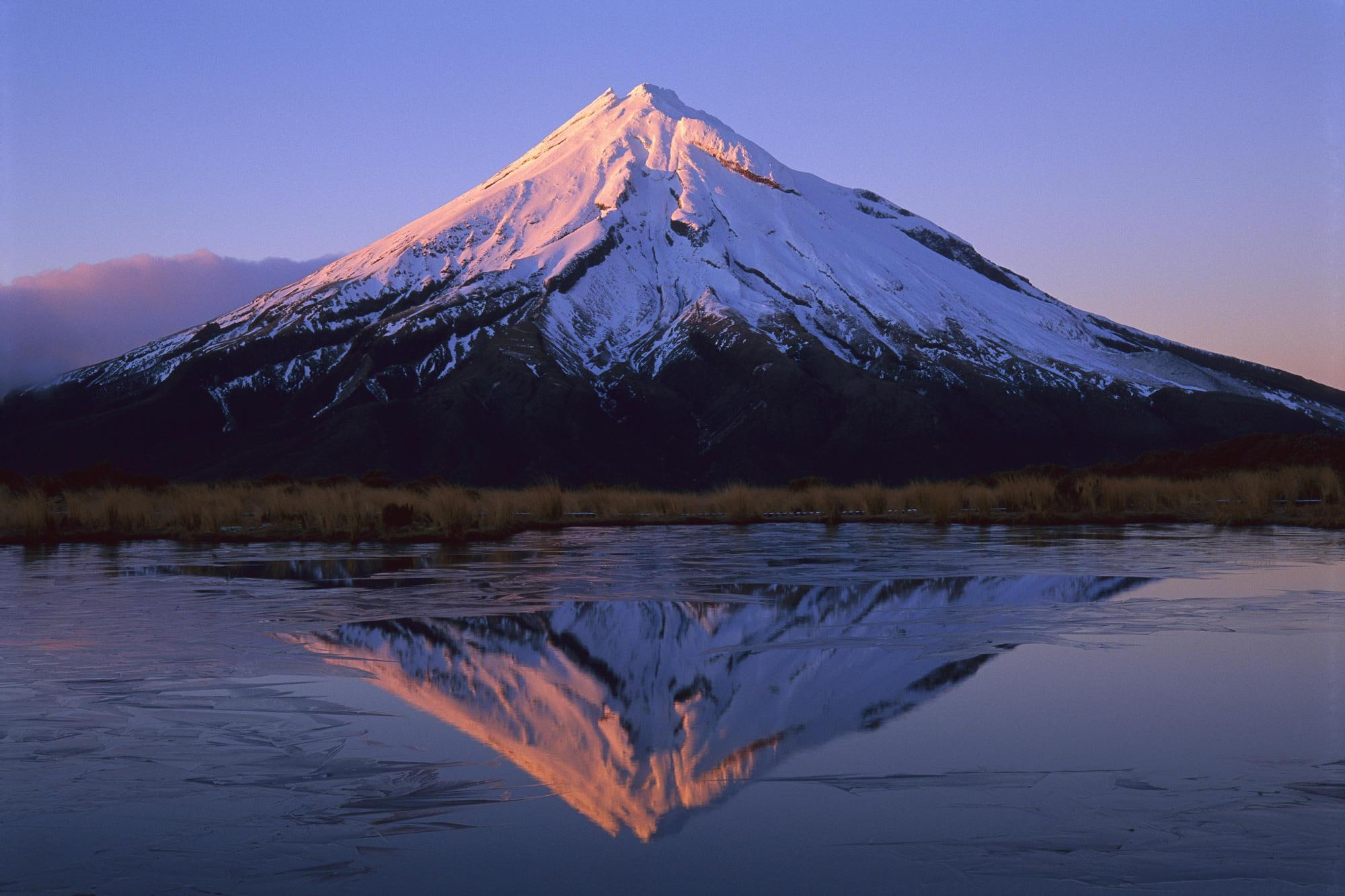 1080P, snow, sunrise, new, volcano, zeal, mt, taranaki, 3d and abstract, HD Wallpaper