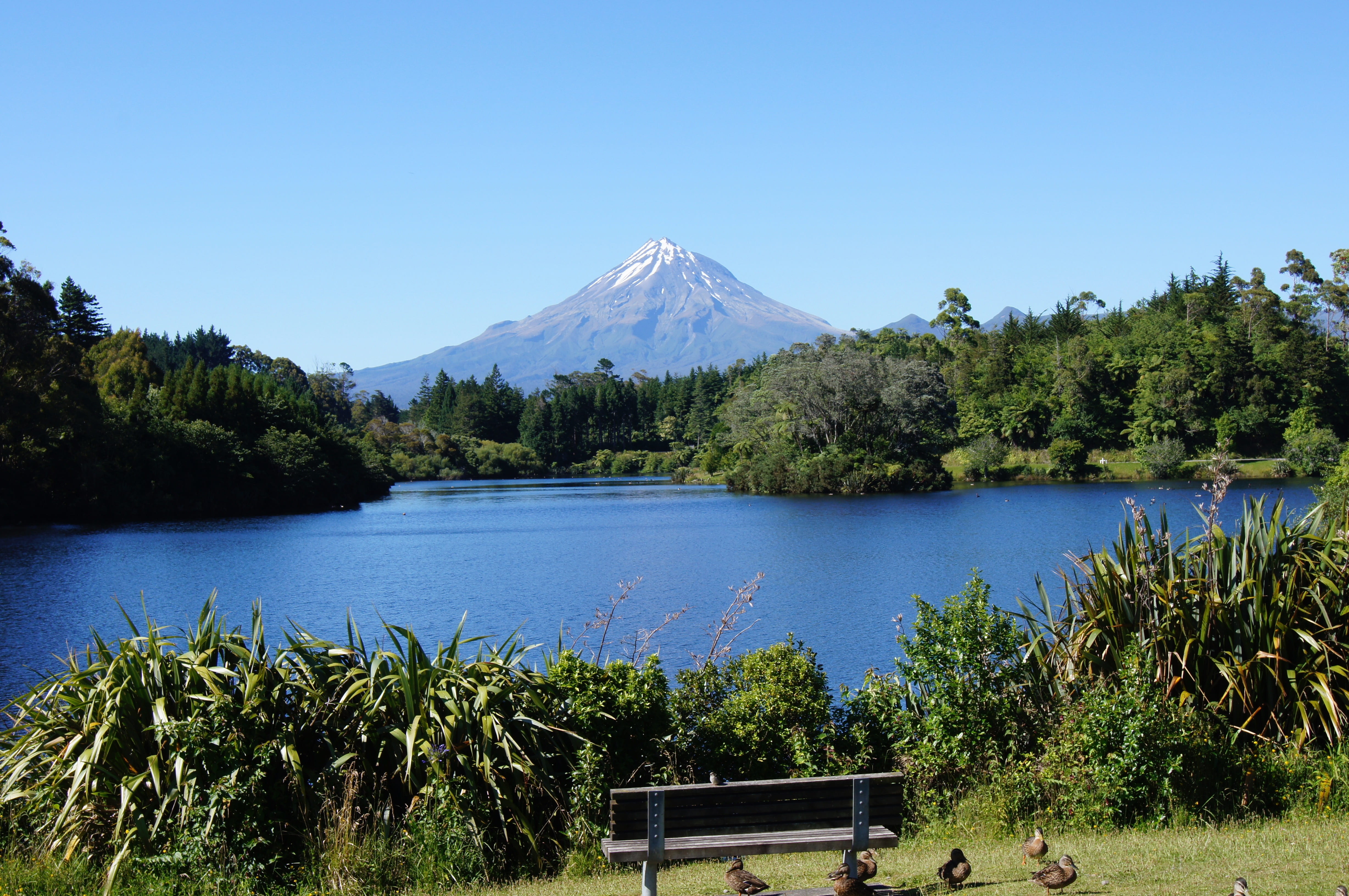 sky, mountain, travel destinations, maori, water, southern hemisphere, tranquility, outdoors, tree, green, new plymouth, growth, mountain peak, mountain with snow, HD Wallpaper
