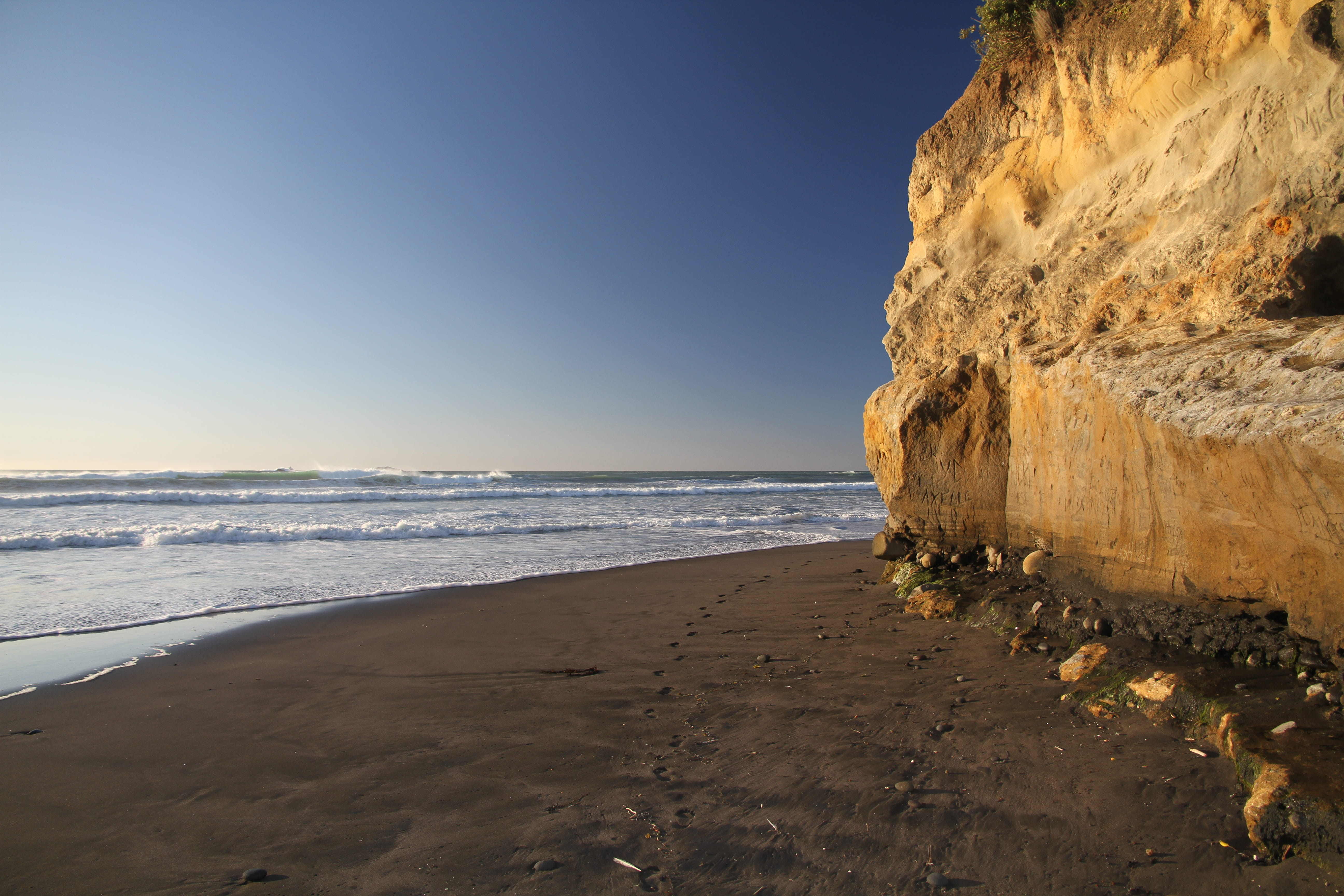 beauty in nature, secluded, motion, nature, Beach, Taranaki, clear sky, sky, water, non-urban scene, outdoors, no people, blue, New Zealand, outdoor, 5K, HD Wallpaper