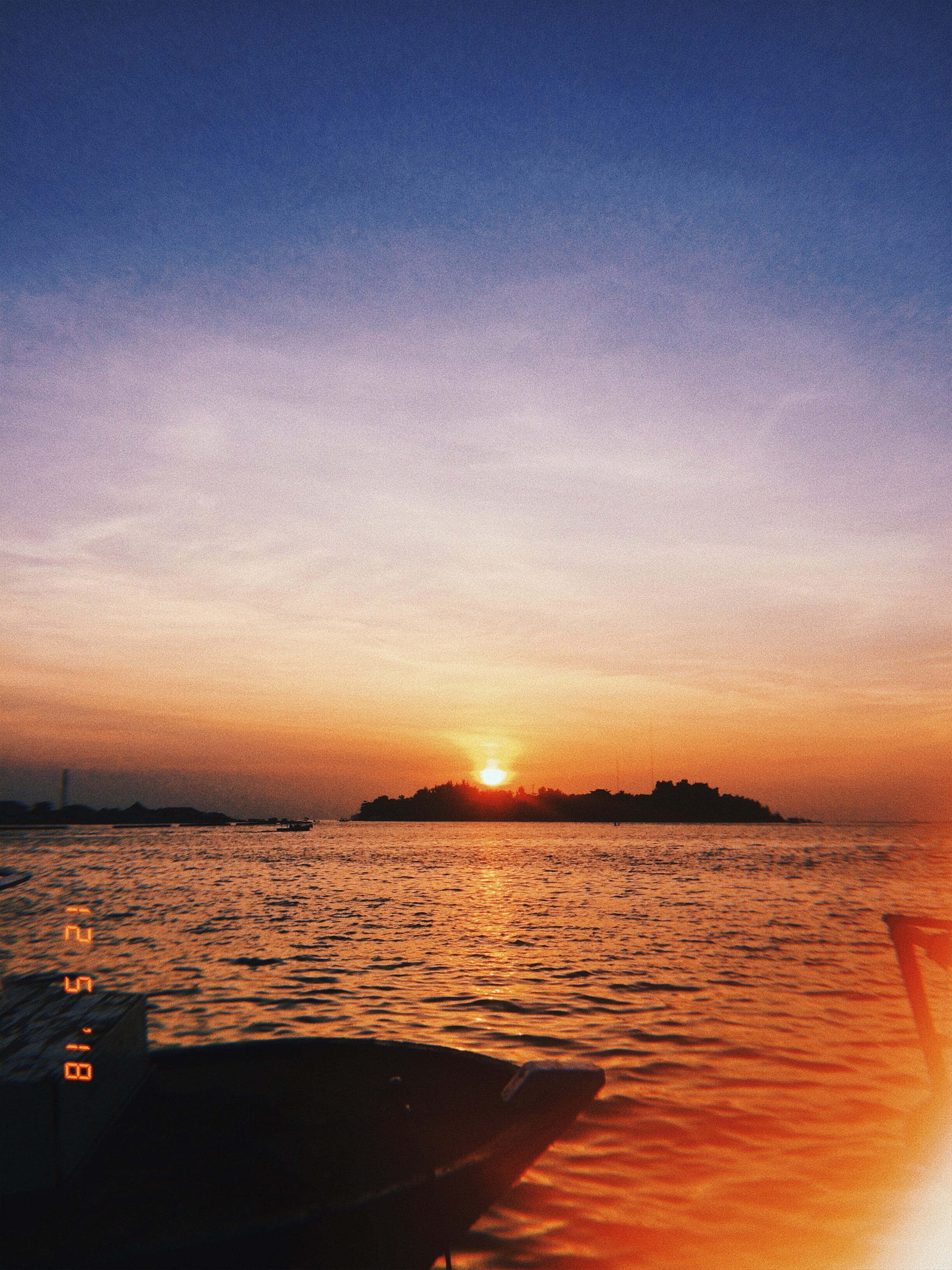 tranquil scene, tranquility, silhouette, ocean, indonesia, sea, orange color, island, no people, sunset, summer, outdoors, sun, nature, cloud - sky, beauty in nature, Phone HD Wallpaper