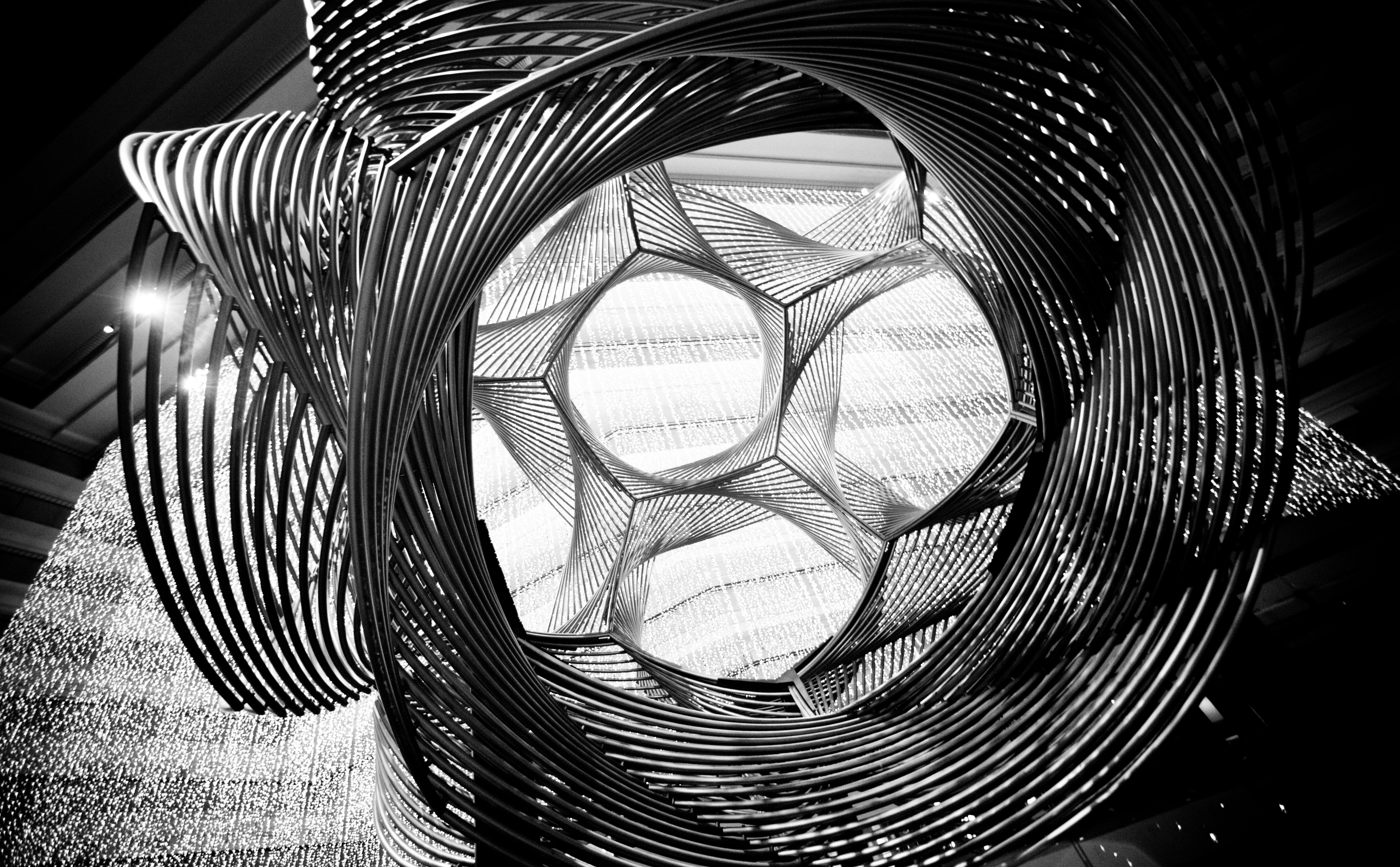 san francisco, structure, table, Hyatt Regency, focus on foreground, Hyatt, united states, California, circle, Sculpture, sunlight, roll, pattern, creativity, HD Wallpaper