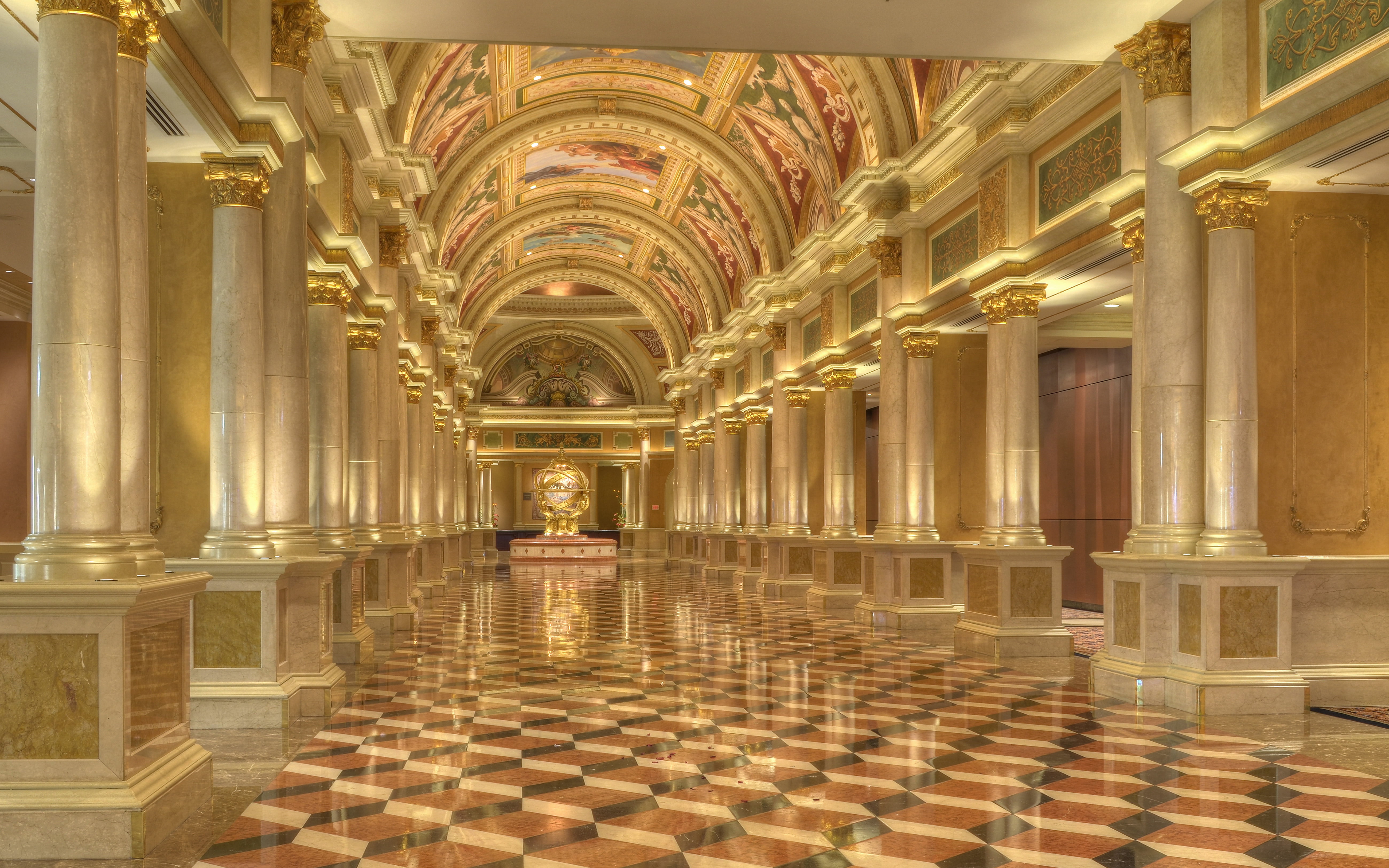 ceiling, aisle, colonnade, interior, ornate, built structure, building, hotel, in a row, the way forward, religion, resort, 5K, belief, backgrounds, arch, HD Wallpaper