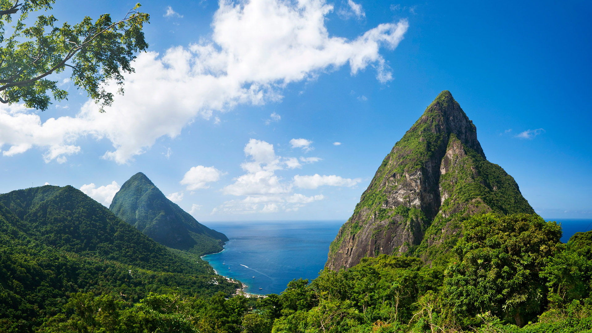 landscape, lucia, 1080P, saint, islands, gros, photo, mountain, petit, caribbean, piton, HD Wallpaper