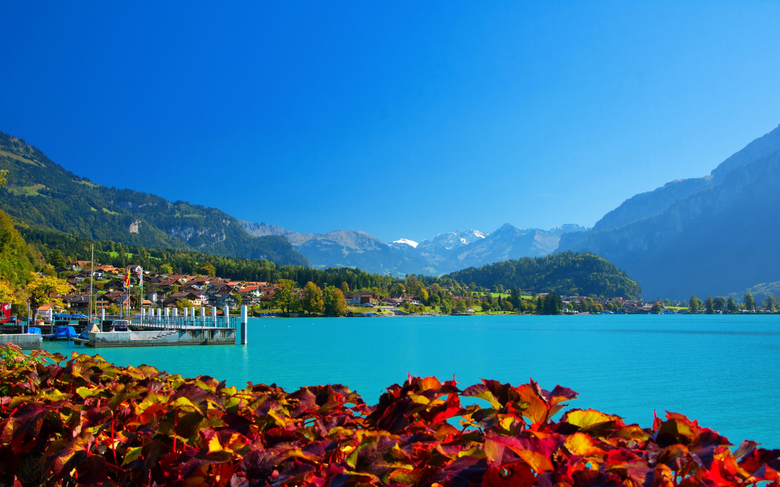 mountains, brienz, scenery, switzerland, nature, lake, 2K, HD Wallpaper