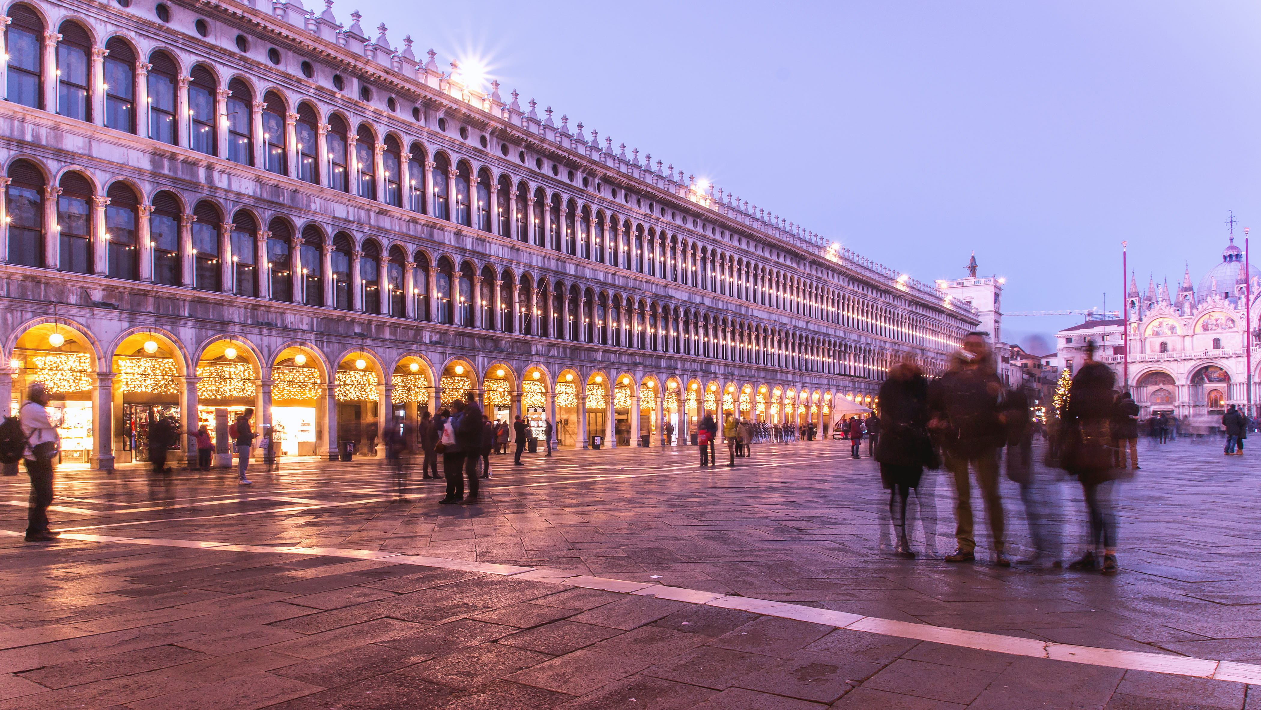real people, walking, travel destinations, tourism, illuminated, marco, street, city, san, city life, piazza, building exterior, motion, architecture, group of people, HD Wallpaper