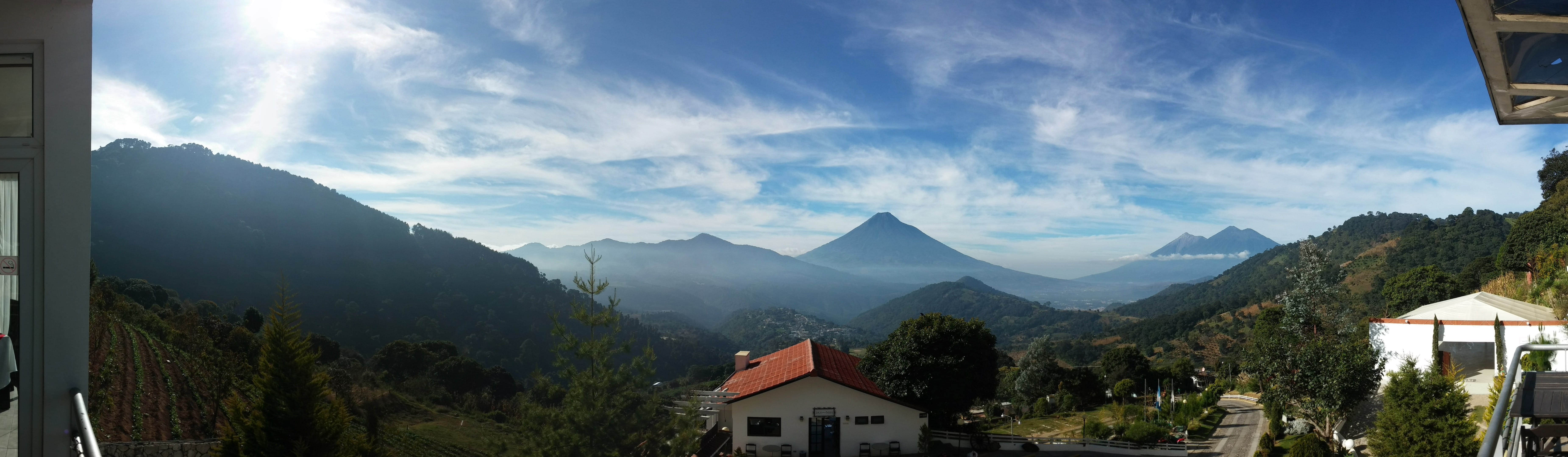 tree, 5K, outdoors, mountain peak, landscape, beauty in nature, travel, house, fog, mountain, guatemala, mountain range, no people, building exterior, HD Wallpaper