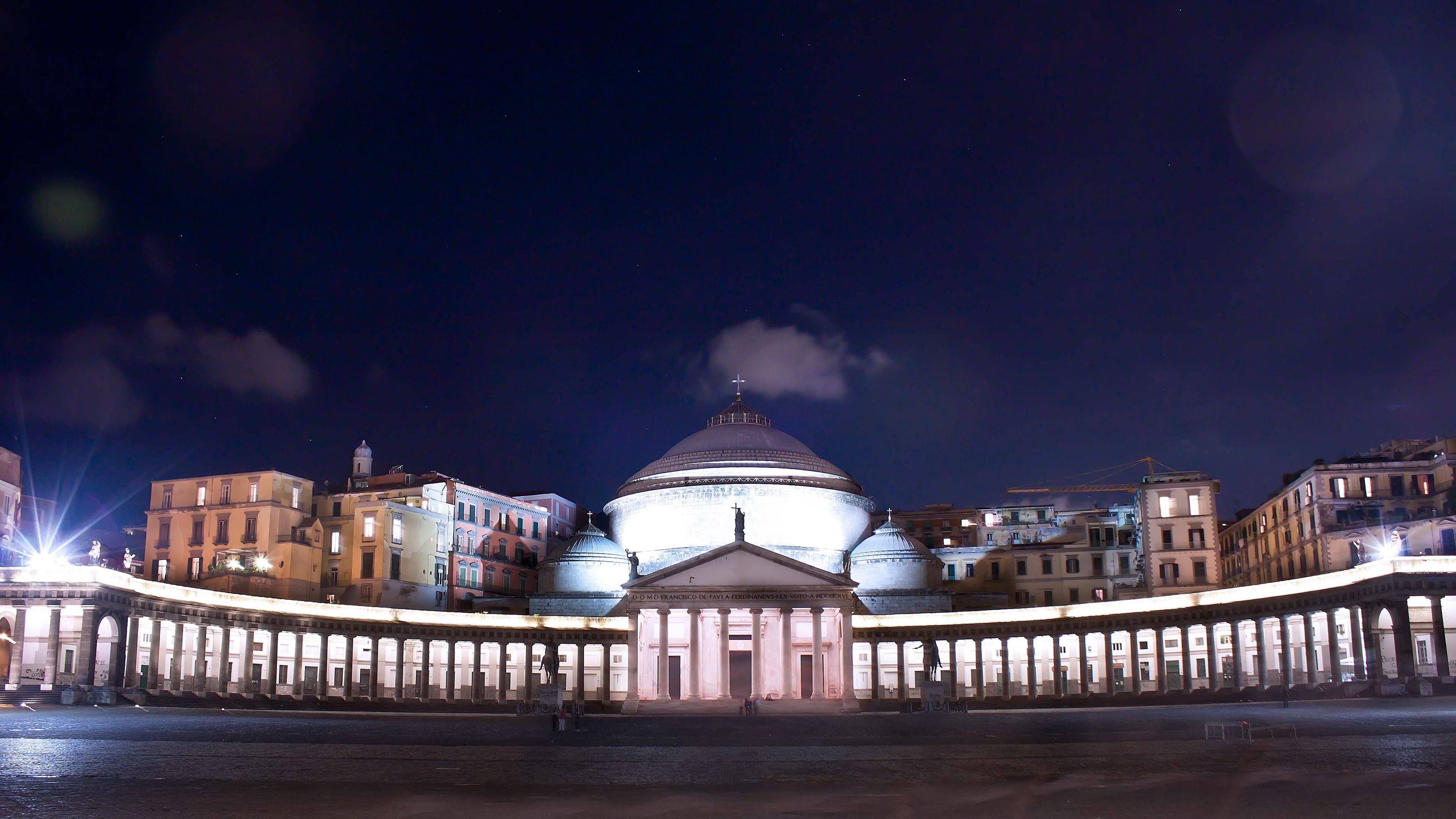 architecture, built structure, sky, cloud - sky, outdoors, government, street, lights, dome, city, naples, building, nature, italy, dusk, pollution, europe, HD Wallpaper