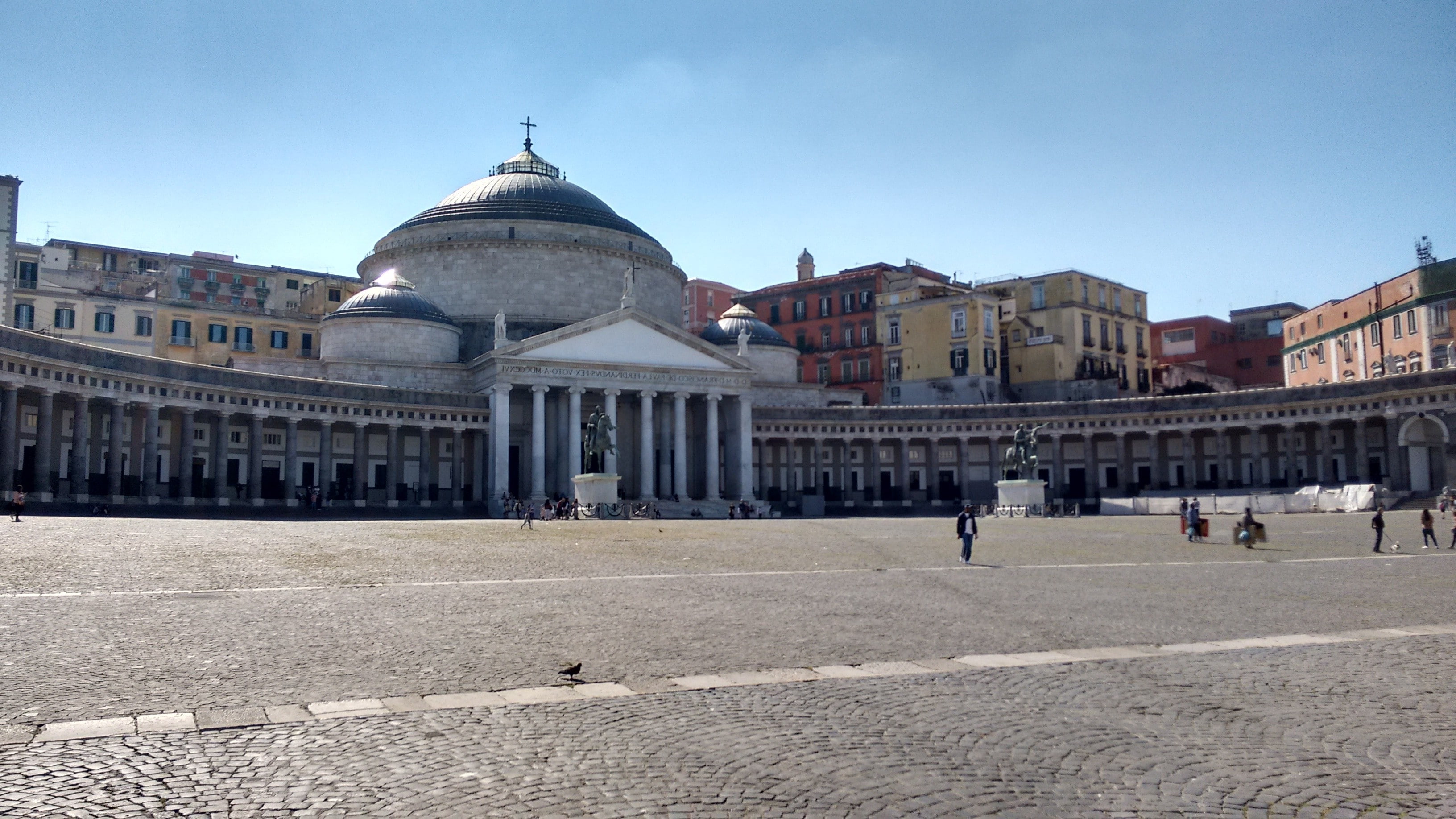Spring, city, Piazza del Plebiscito, Italy, Naples, sea, 2K, HD Wallpaper