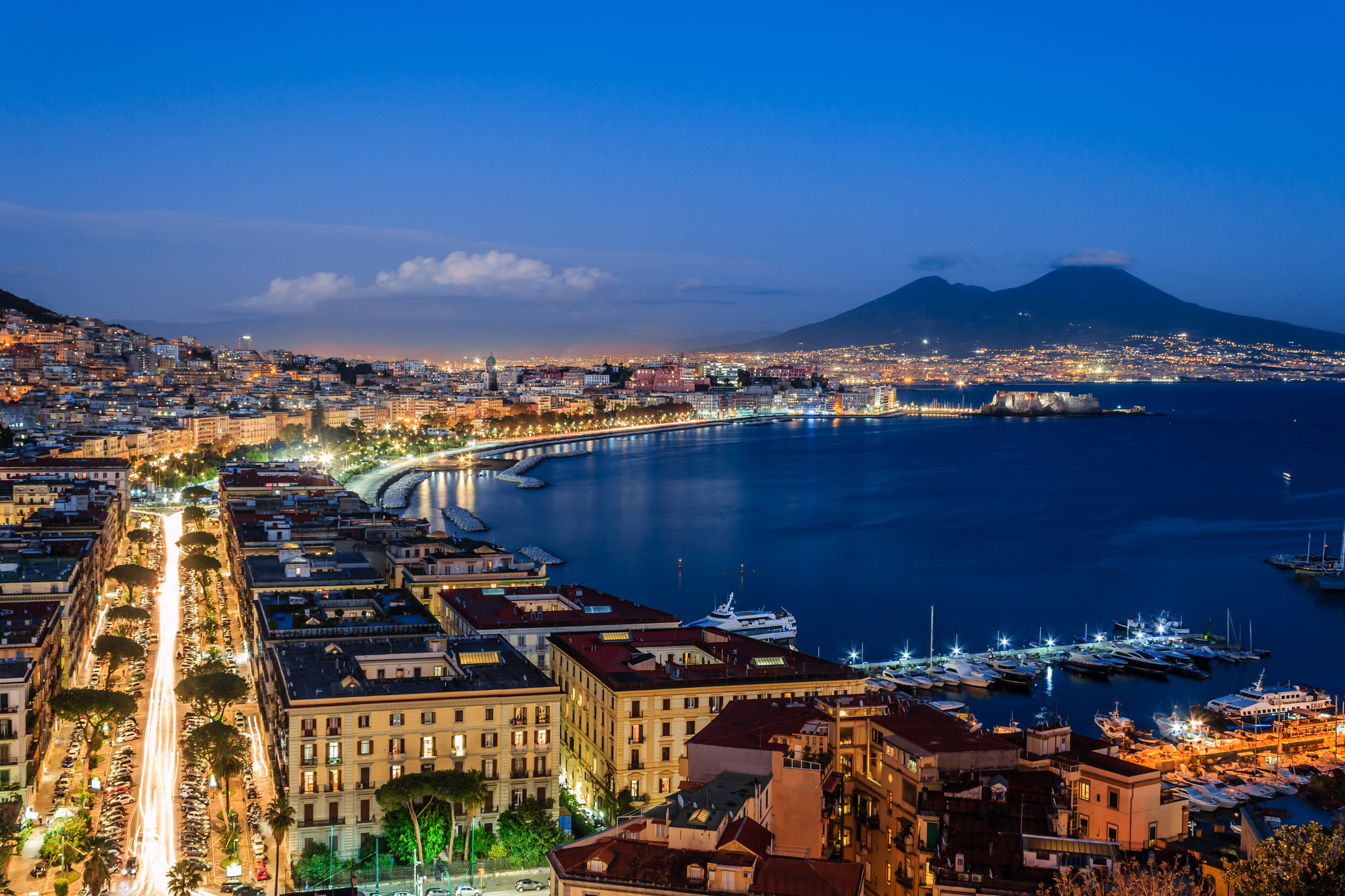 harbour, Italy, 1080P, transportation, building exterior, mountain, nature, cars, architecture, buildings, outdoors, the sky, night, cityscape, no people, HD Wallpaper